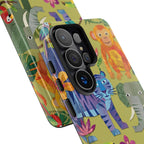 Jungle Animals Tough Samsung Galaxy Phone Case | Colorful Tiger, Elephant & Monkey Protective Cover