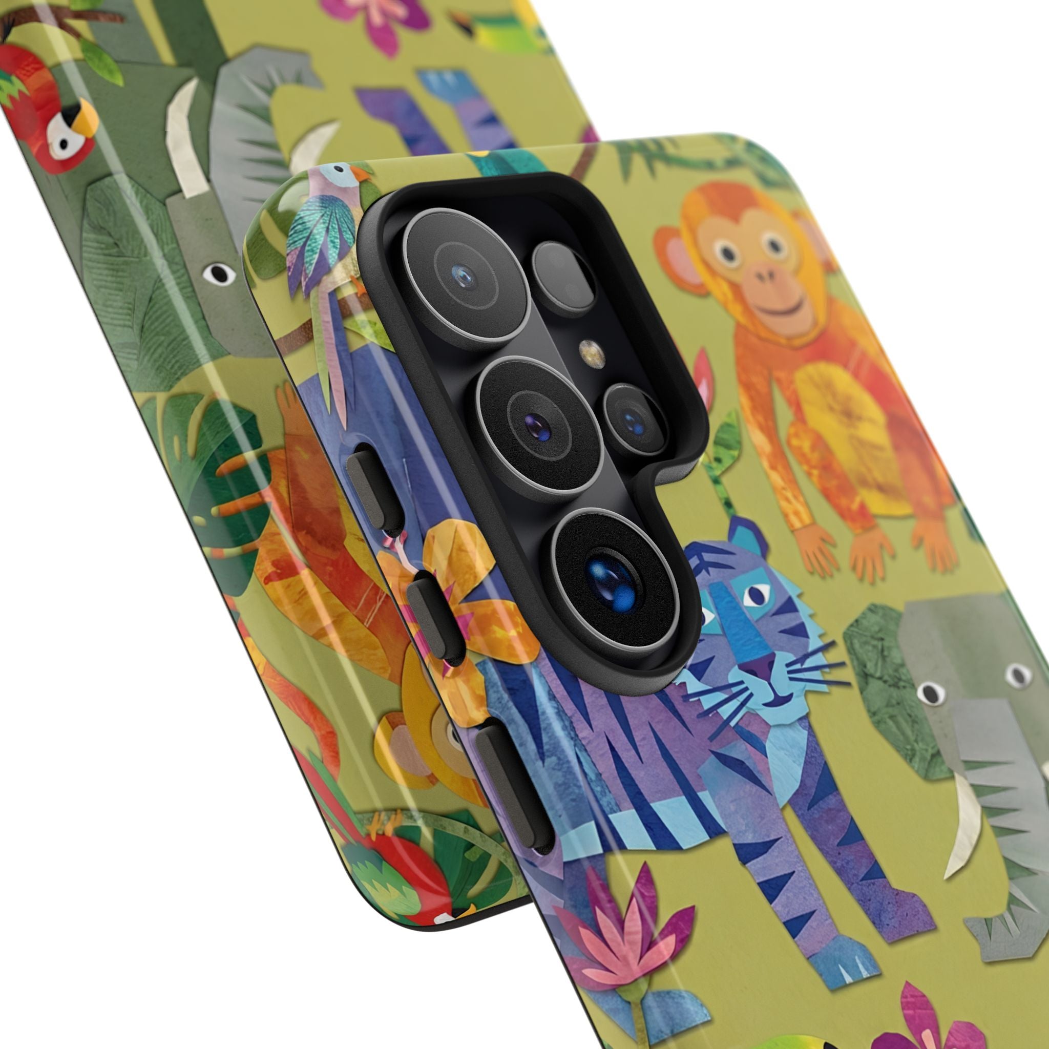 Jungle Animals Tough Samsung Galaxy Phone Case | Colorful Tiger, Elephant & Monkey Protective Cover