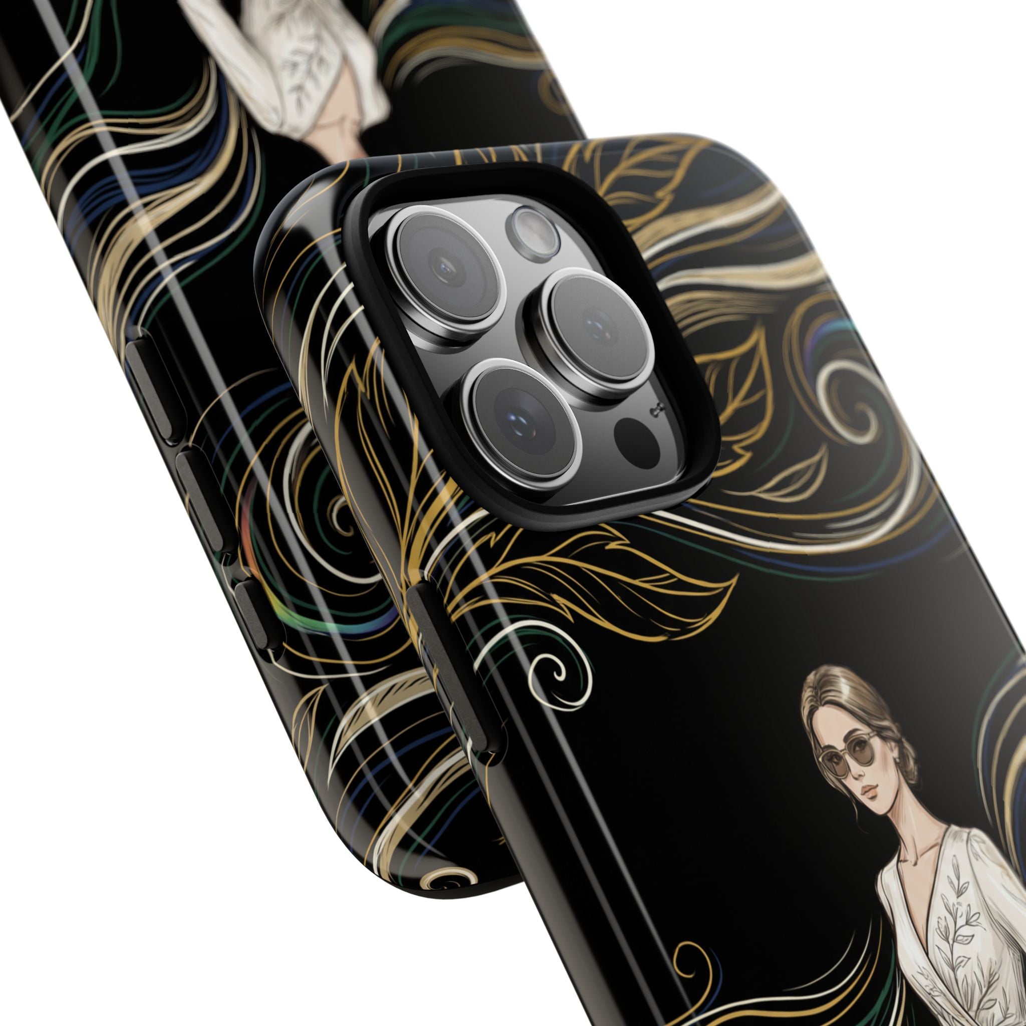 Cover per iPhone con illustrazione di donna elegante | Sposa vintage in abito fluente