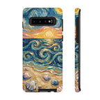 Sea Sunset Samsung Galaxy Case — Van Gogh‑Style Beach Waves with Shells