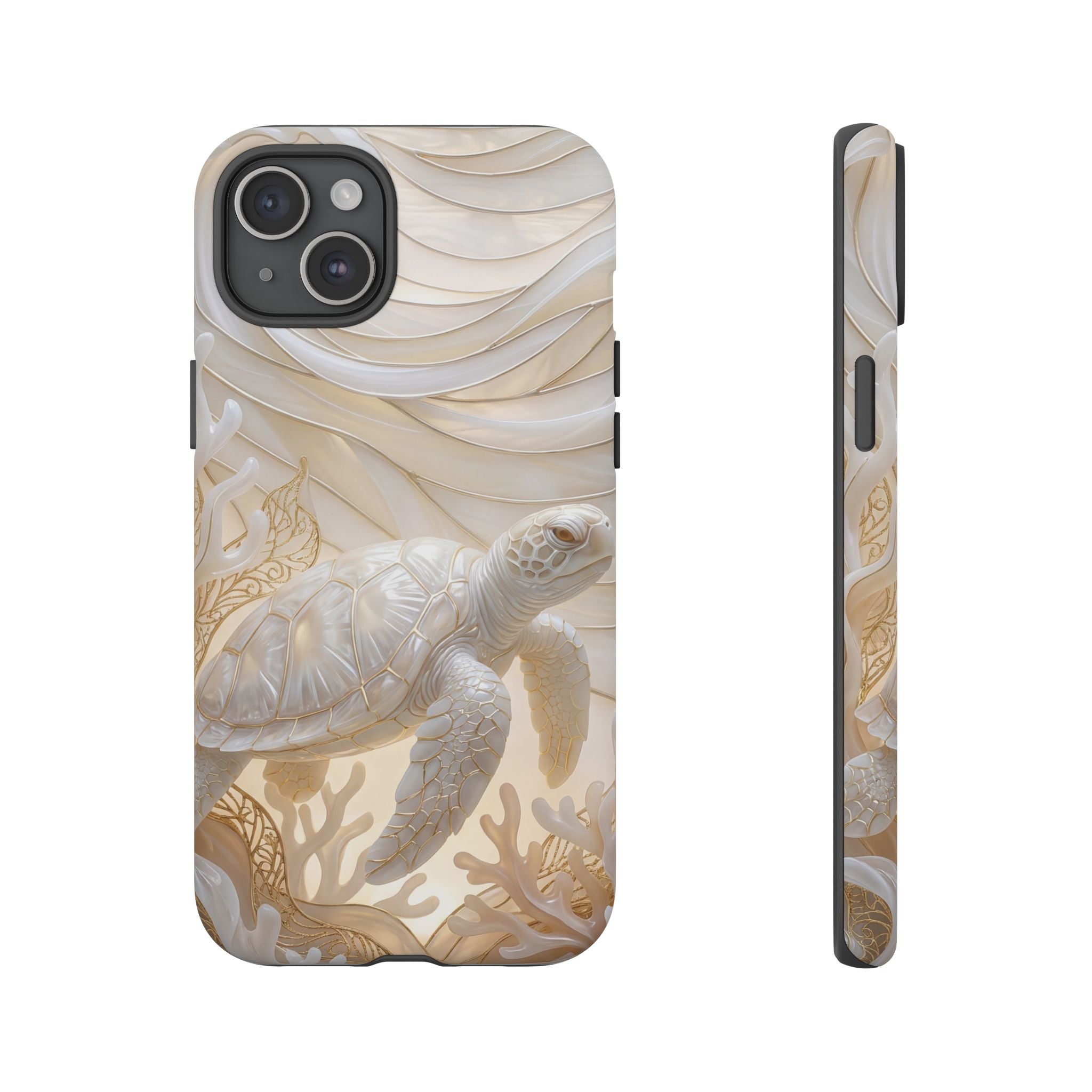 Sea Turtle Tough iPhone Case — Elegant Nautical Coral Design