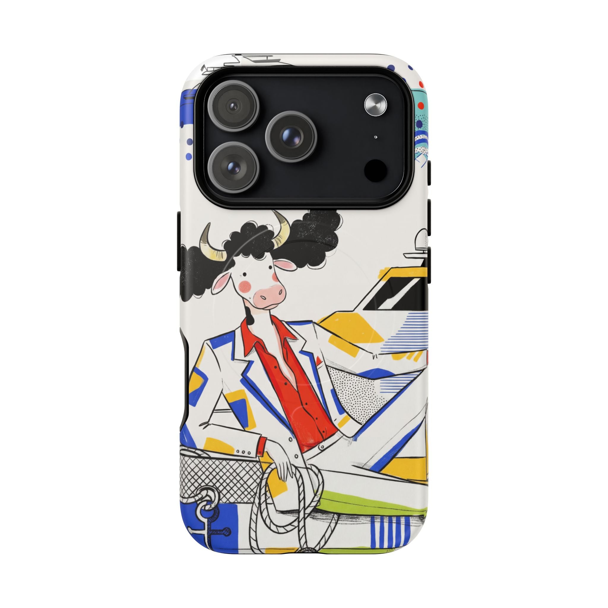 Nautical Cow Graphic Protective MagSafe iPhone Case