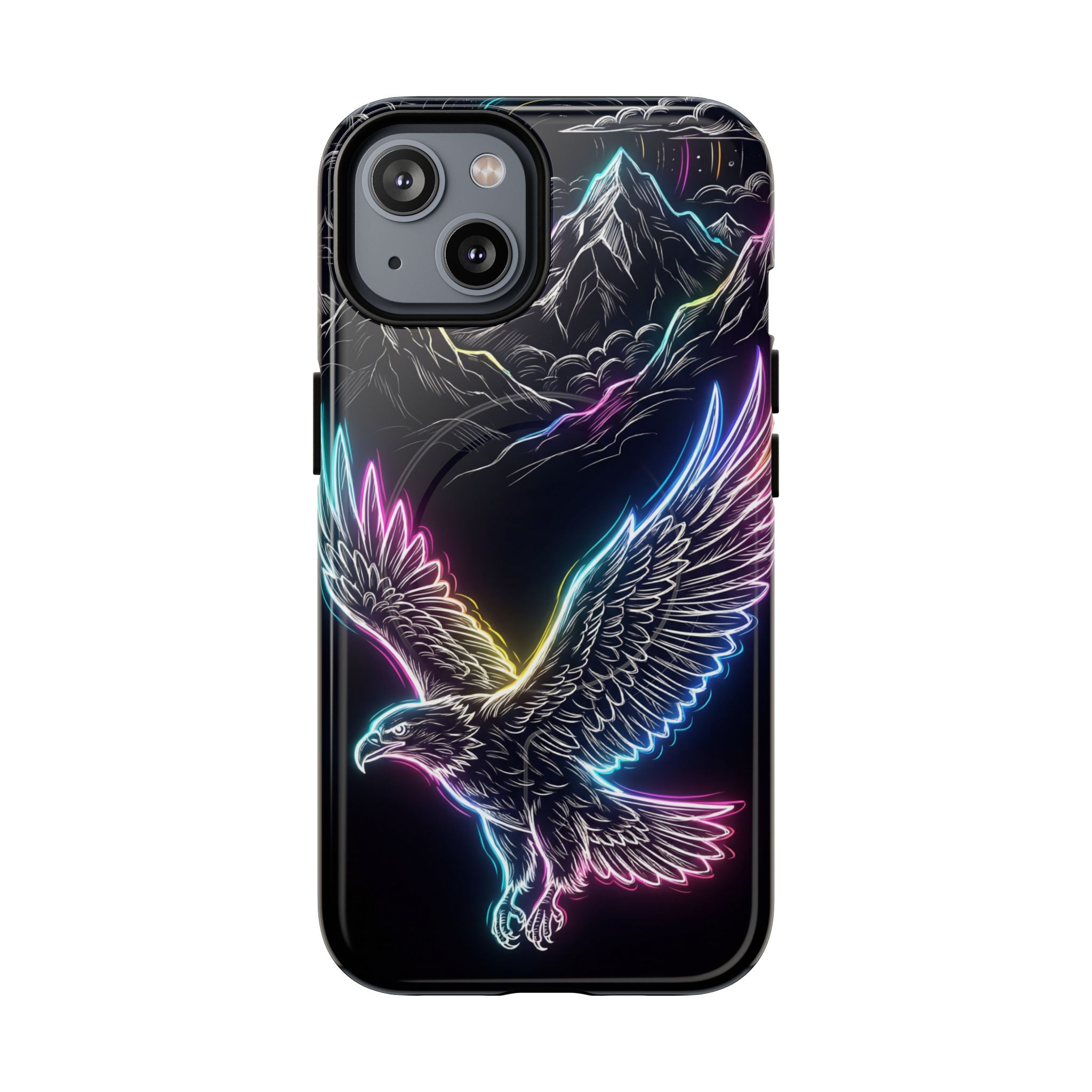 Neon Eagle MagSafe iPhone Case with Mountain Design