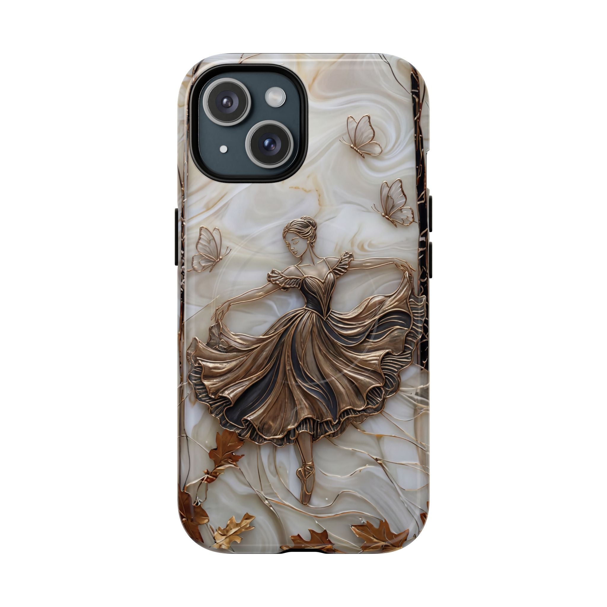 Ballet Dancer Tough MagSafe iPhone Case — Elegant Swirl Art Protective Cover