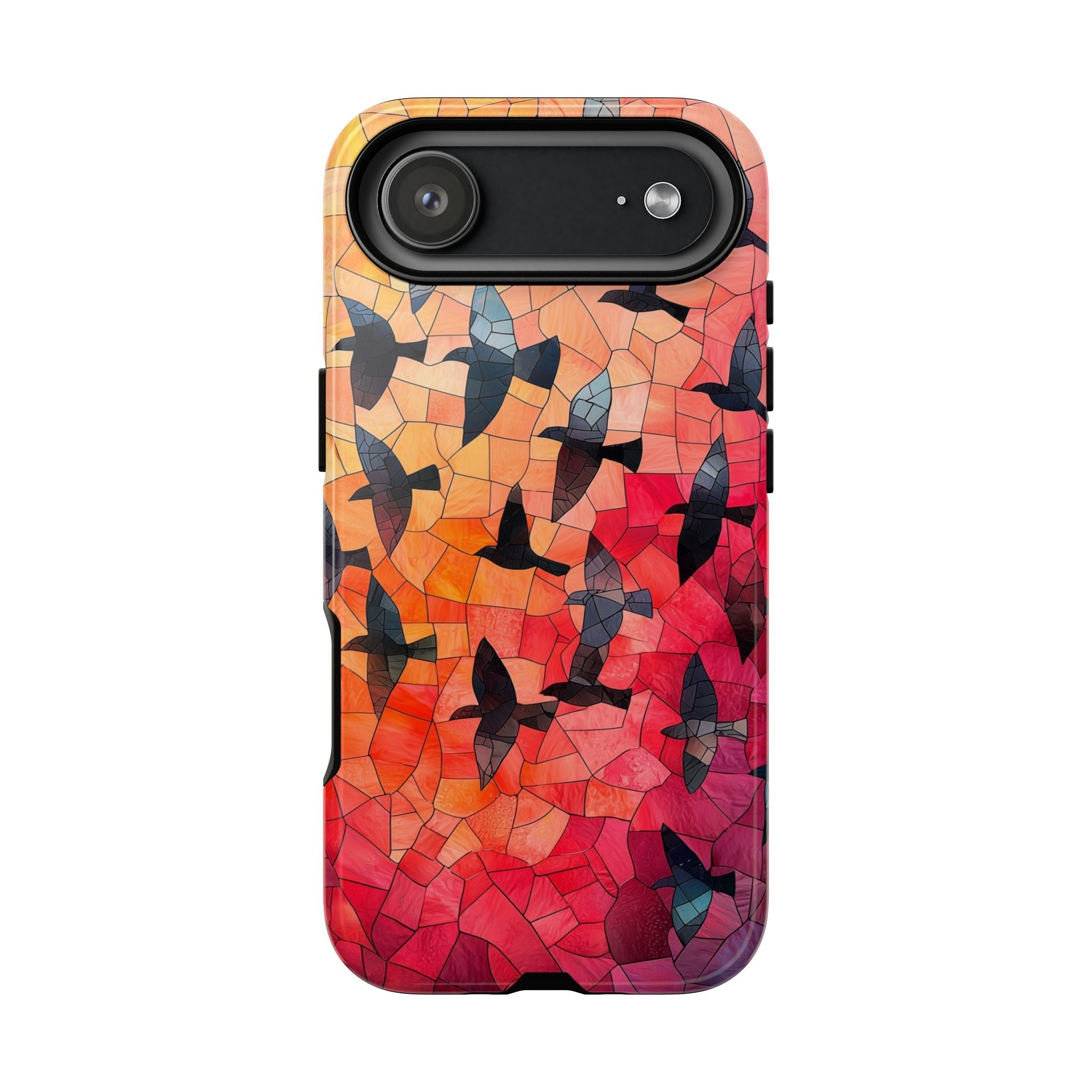 Stained Glass Mosaic Sunset Birds iPhone Case