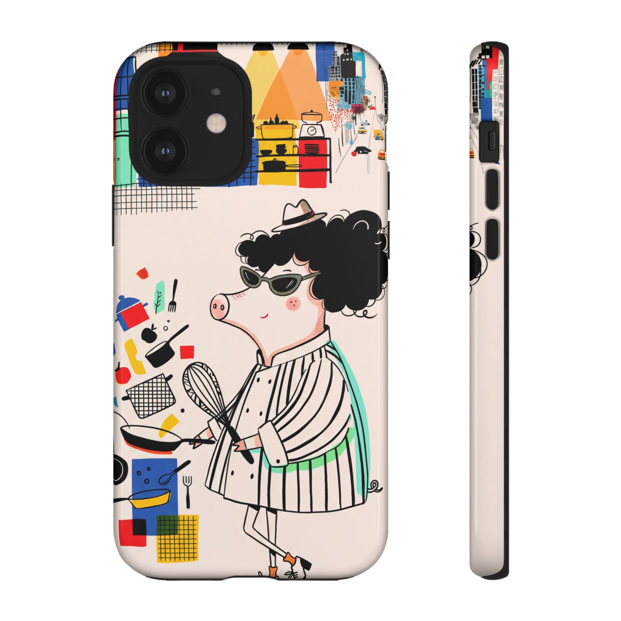 Cute Chef Pig iPhone Case | Quirky Cartoon Kitchen Art Tough Case