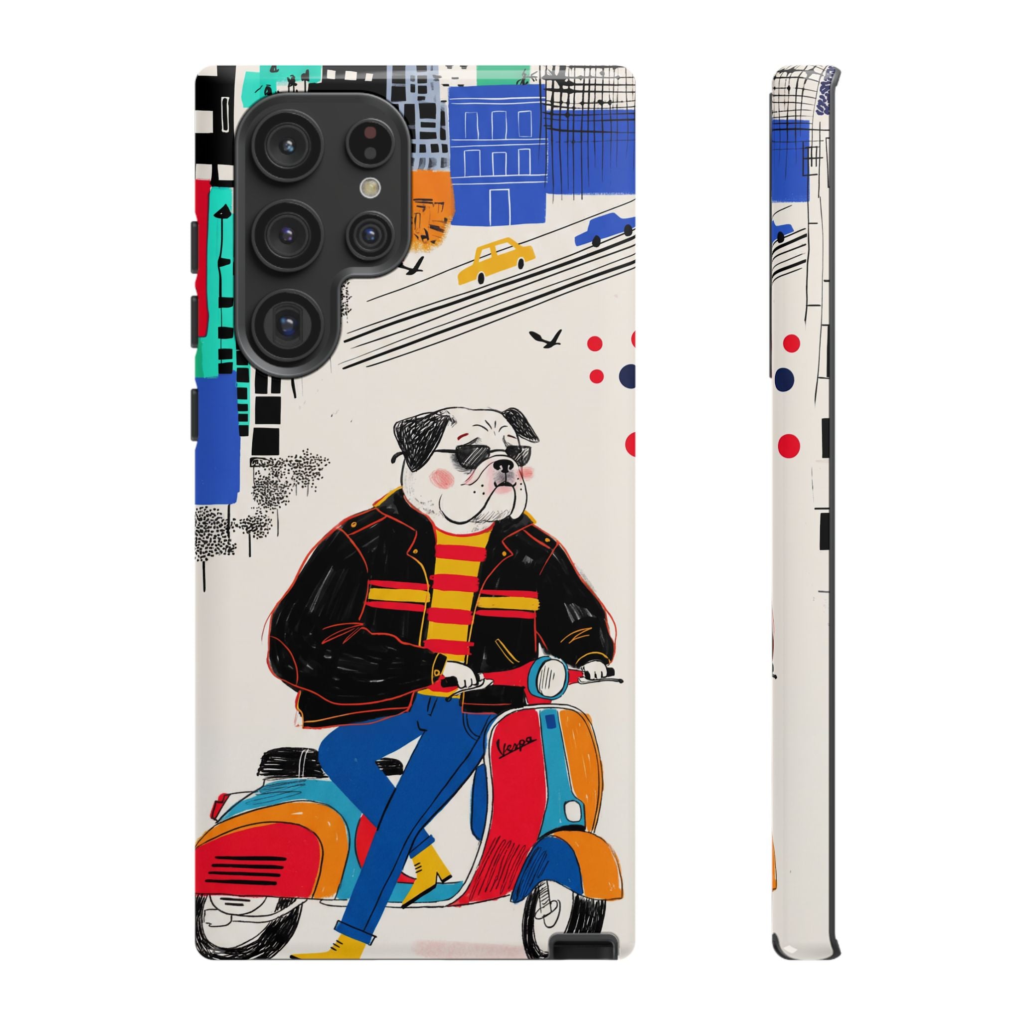Bulldog Vespa Samsung Galaxy Phone Case | Retro Scooter Dog Protective Cover