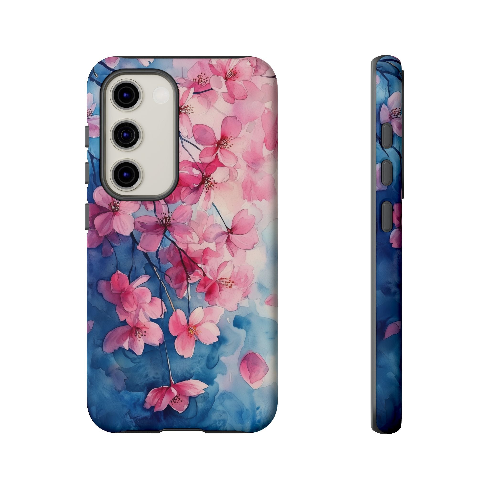 Floral Cherry Blossom Samsung Galaxy Case | Pink Blue Watercolour