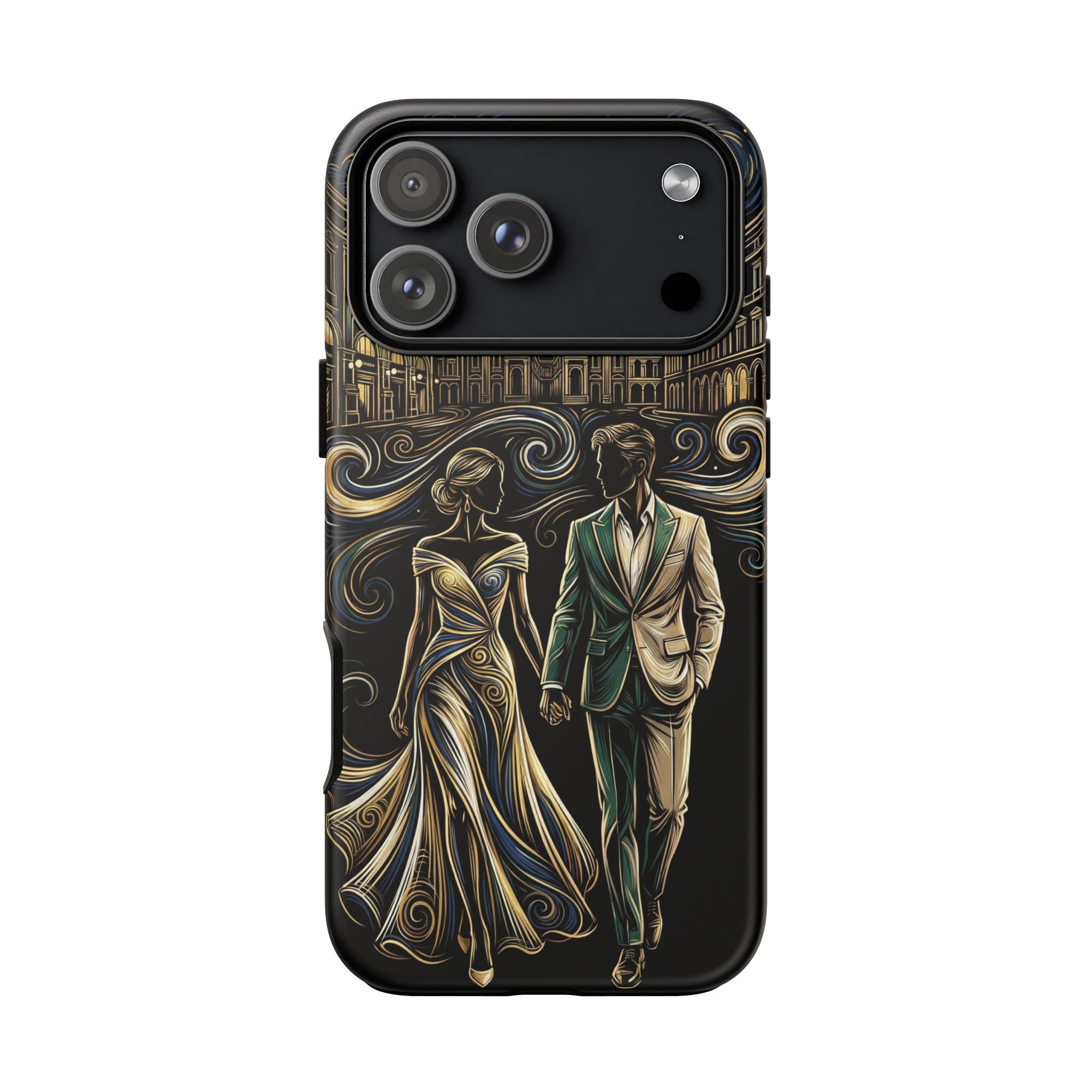 Romantic Night Walk iPhone Case | Elegant Couple Art