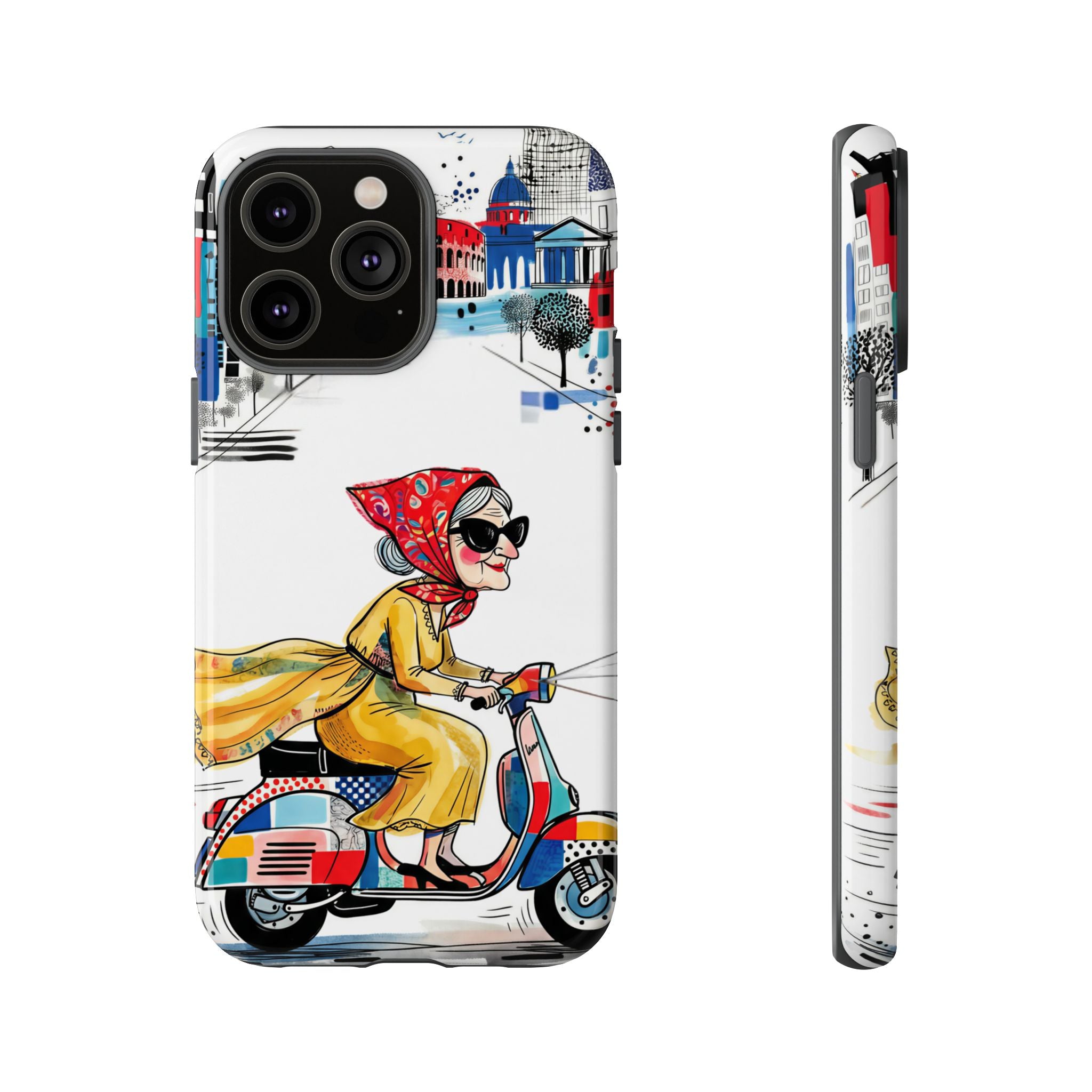 Vintage Vespa Granny iPhone Case | Retro Scooter Travel iPhone Cover