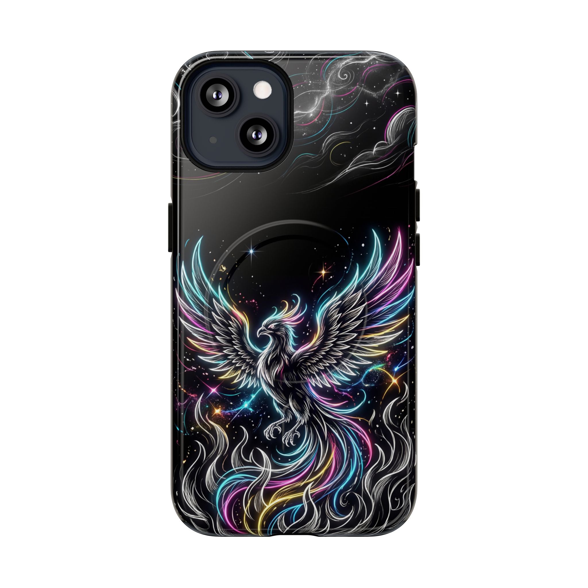 Colorful Neon Phoenix Tough MagSafe iPhone Case