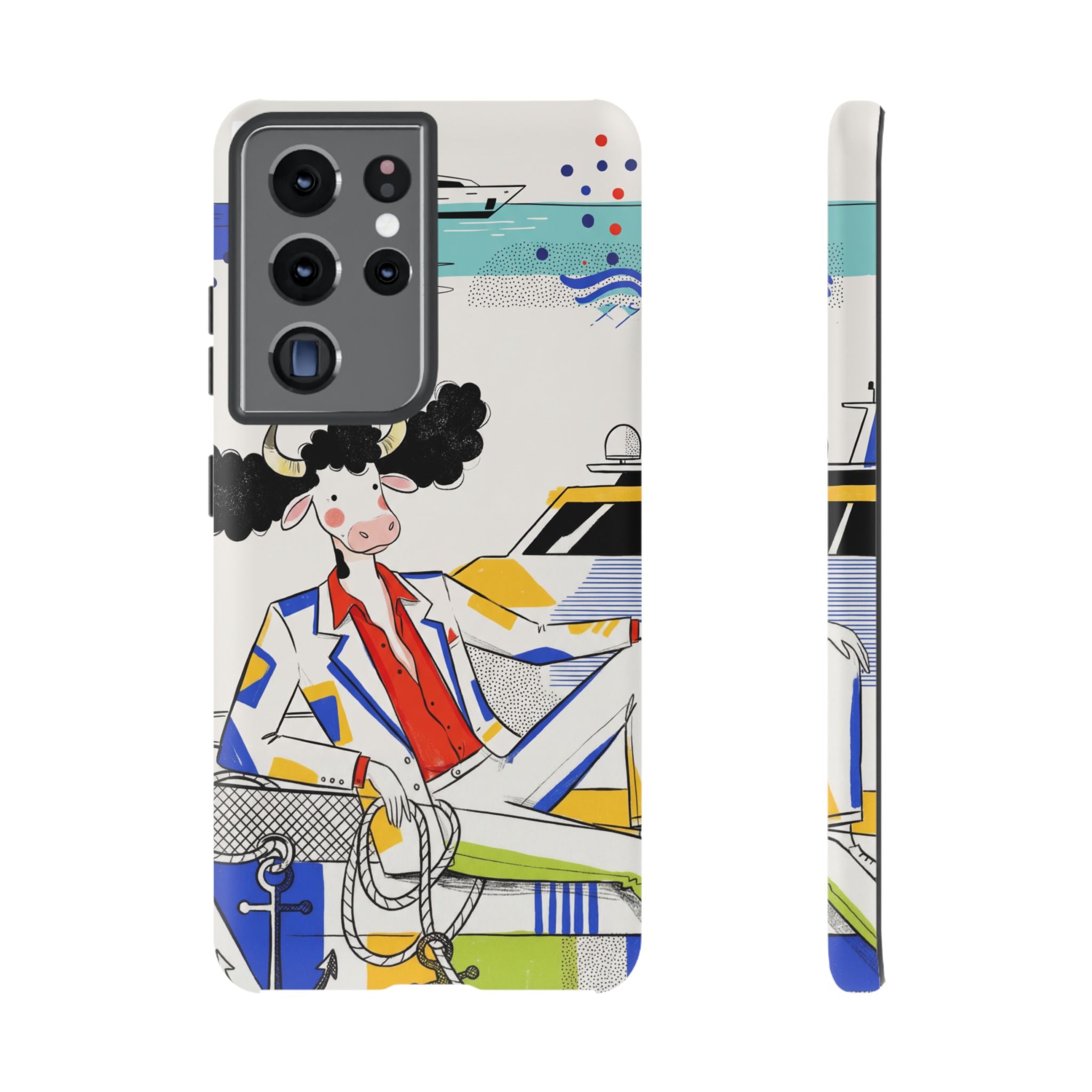 Nautical Cow Graphic Protective Samsung Galaxy Phone Case