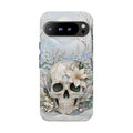 Gothic Skull Google Pixel Phone Case | Winter Floral Phone Case