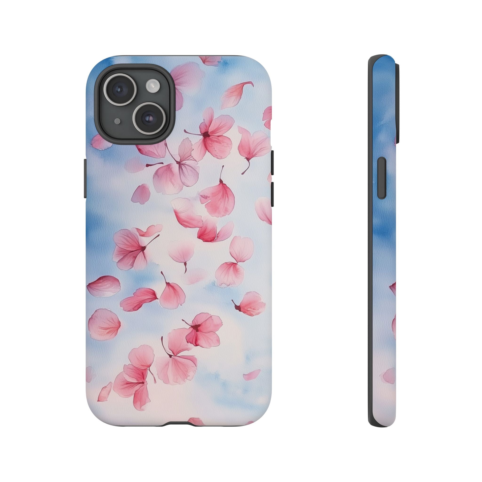 Floral Petal Tough iPhone Case | Pink Falling Blossoms