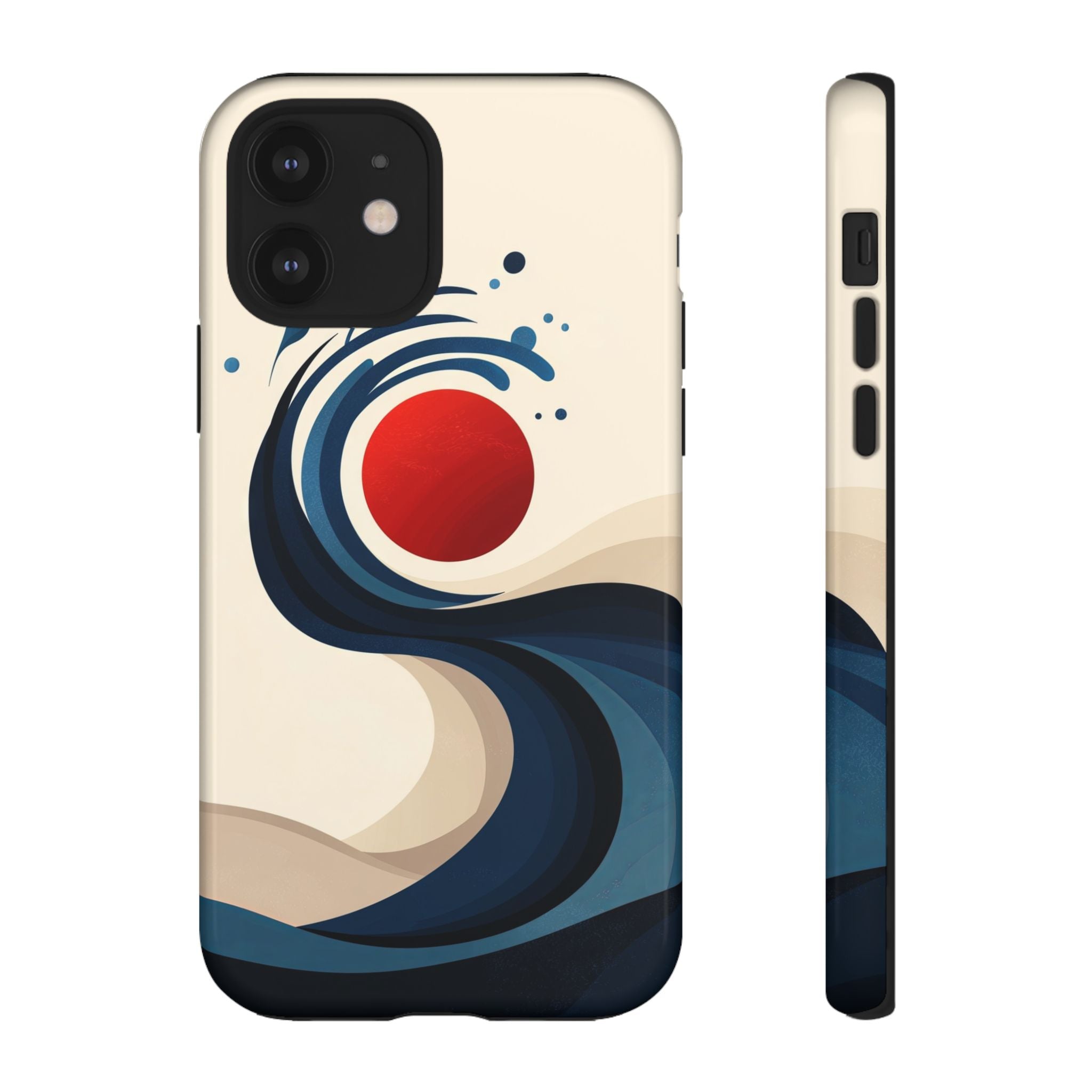 Abstract Wave iPhone Case | Red Sun Ocean Art