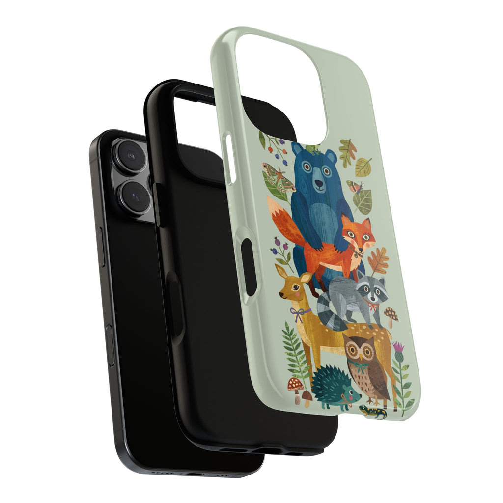 Woodland Stack iPhone Case | Cute Bear, Fox & Owl Protective Cover