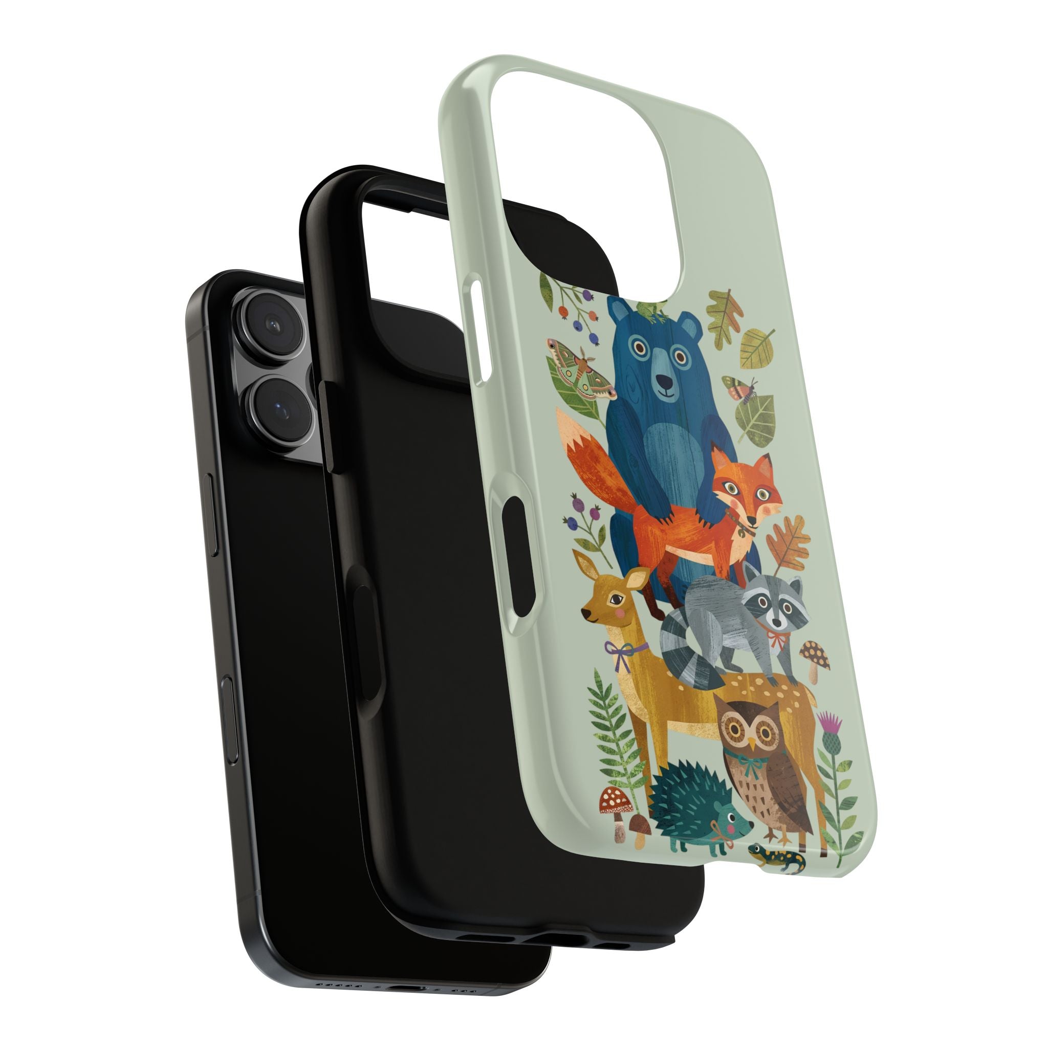 Woodland Stack iPhone Case | Cute Bear, Fox & Owl Protective Cover