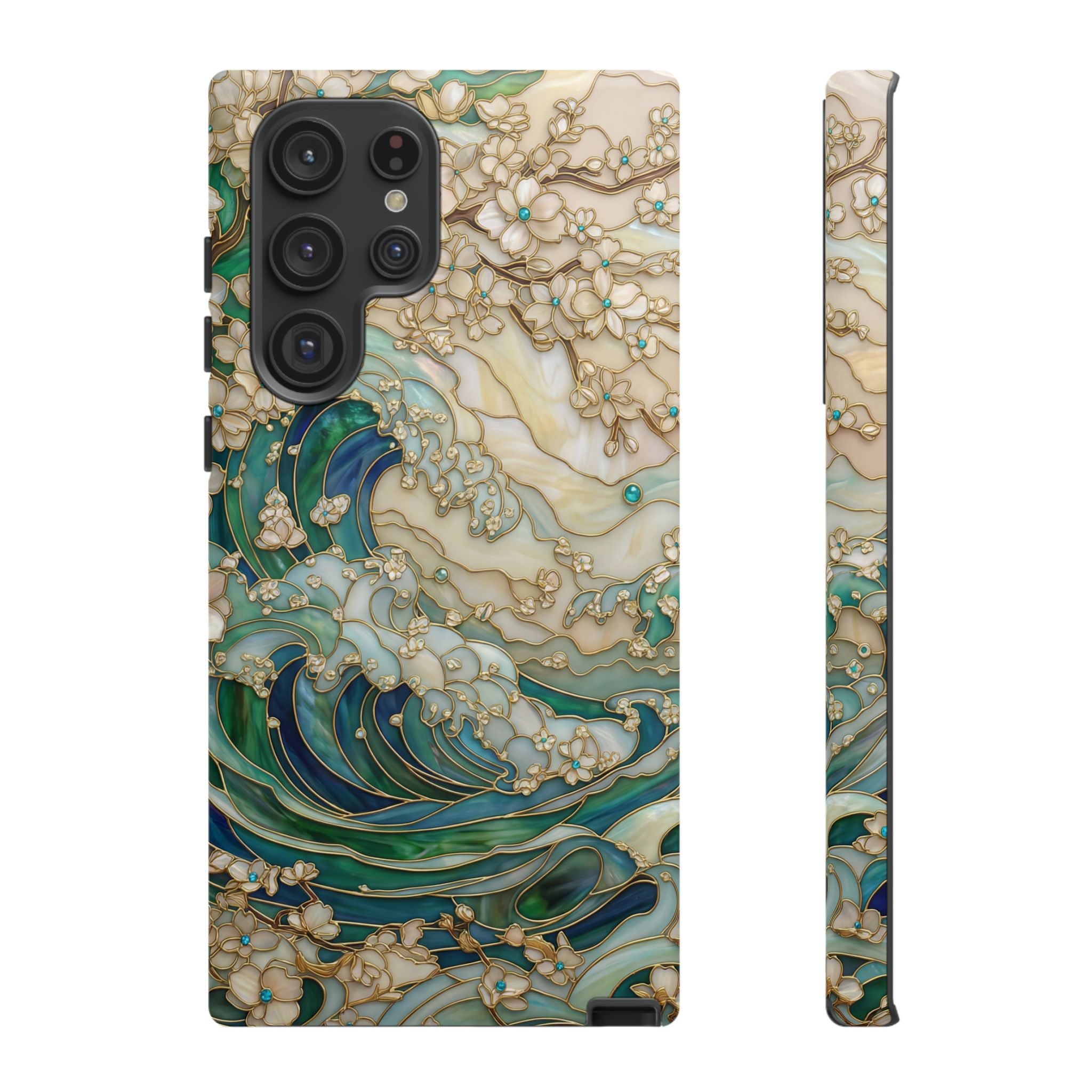 Elegant Ocean Wave Floral Art Samsung Galaxy Case