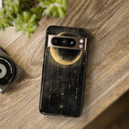 Moonlit Crescent Tough Google Pixel Case | Gold Stars Night Sky