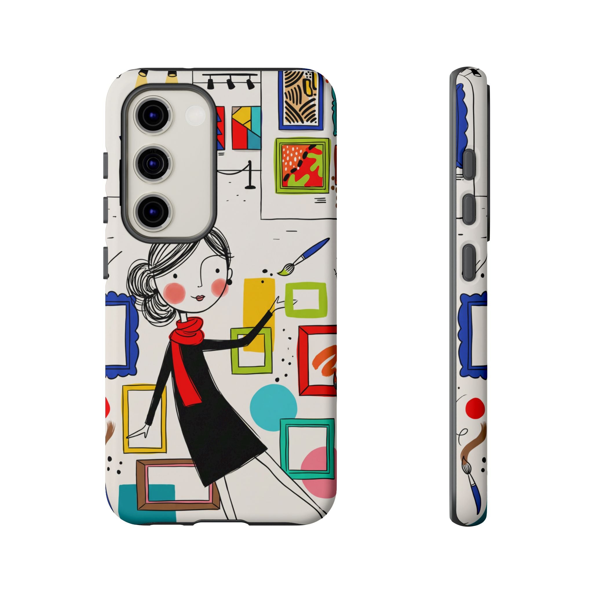 Art Gallery Illustration Samsung Galaxy Phone Case | Cute Woman with Frames Design