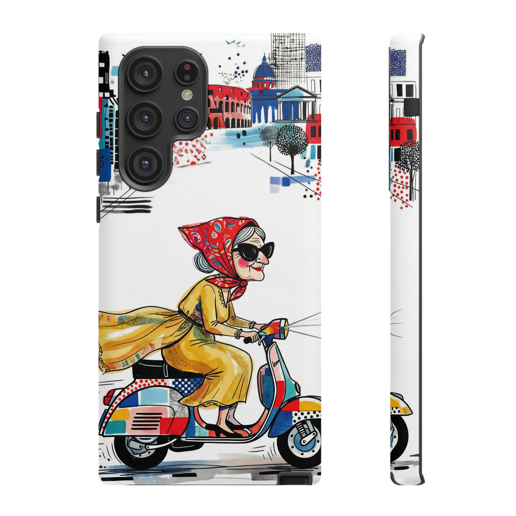 Vintage Vespa Granny Samsung Galaxy Phone Case | Retro Scooter Travel iPhone Cover