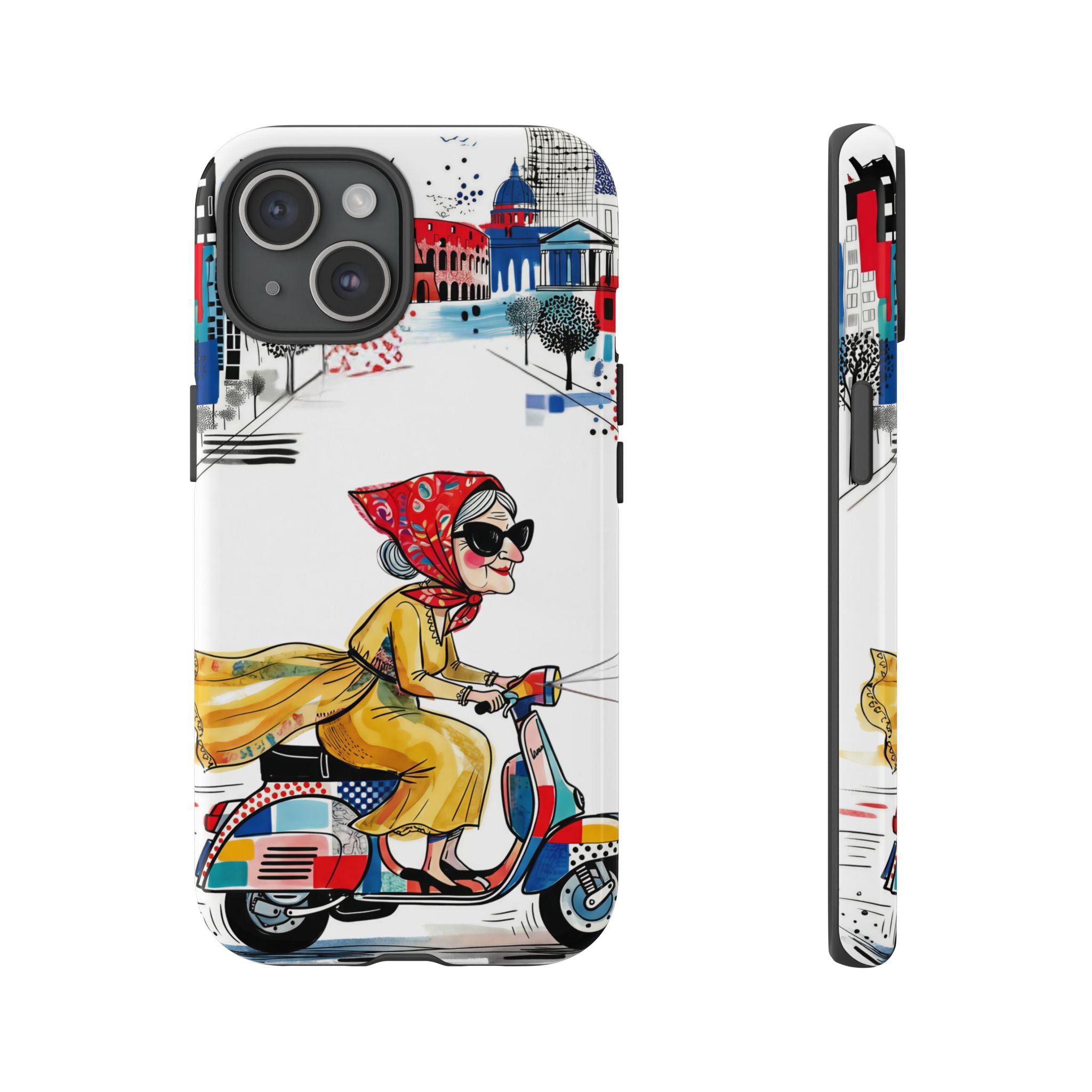 Vintage Vespa Granny iPhone Case | Retro Scooter Travel iPhone Cover