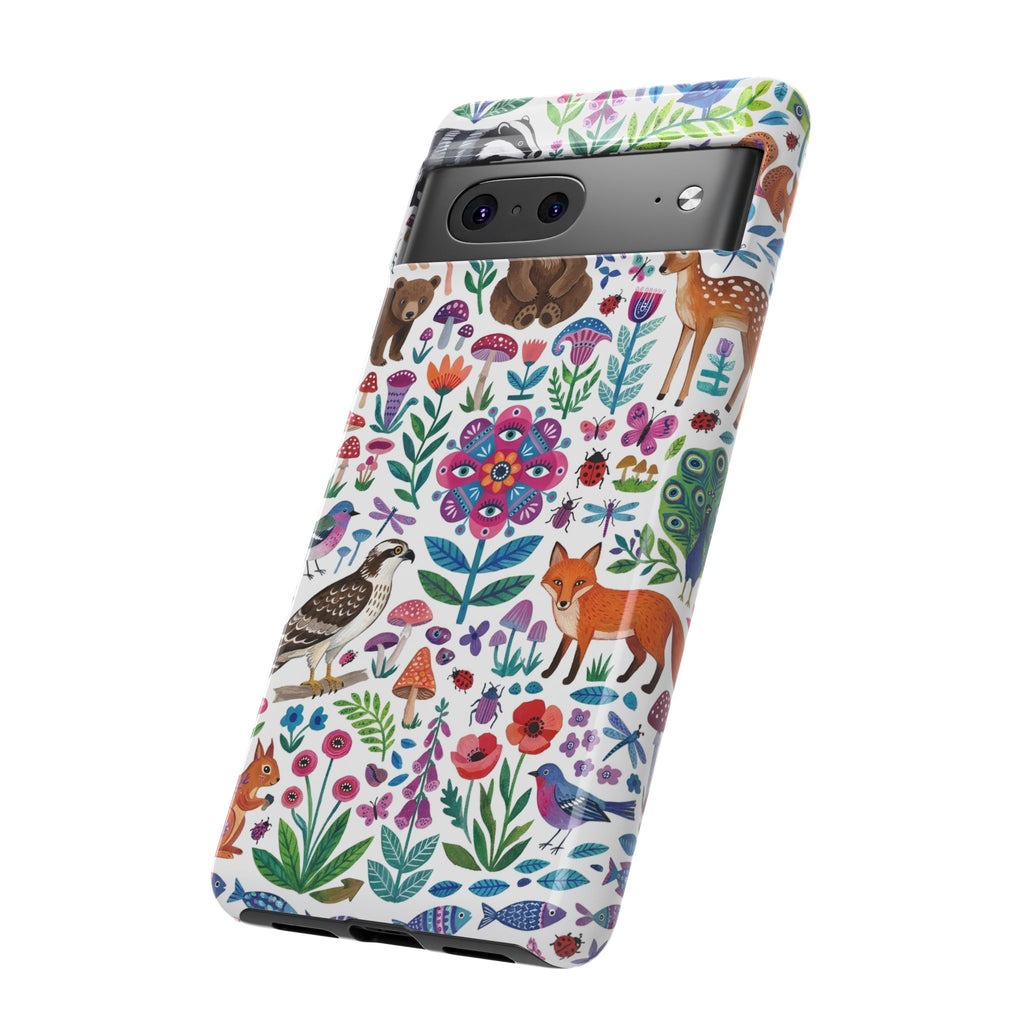 Wild Garden Google Pixel Phone Case | Cute Forest Animals Floral Pattern Tough Case