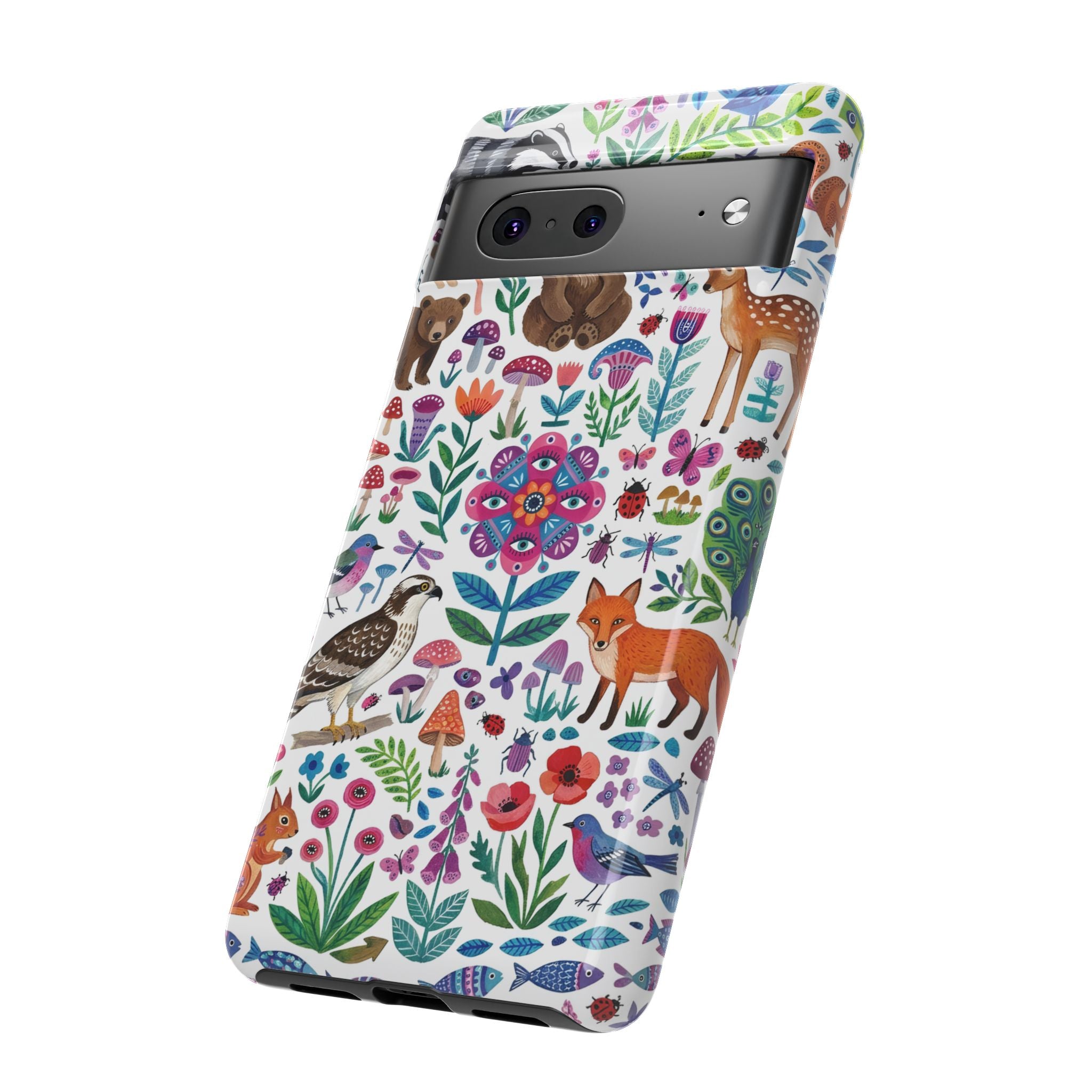 Wild Garden Google Pixel Phone Case | Cute Forest Animals Floral Pattern Tough Case
