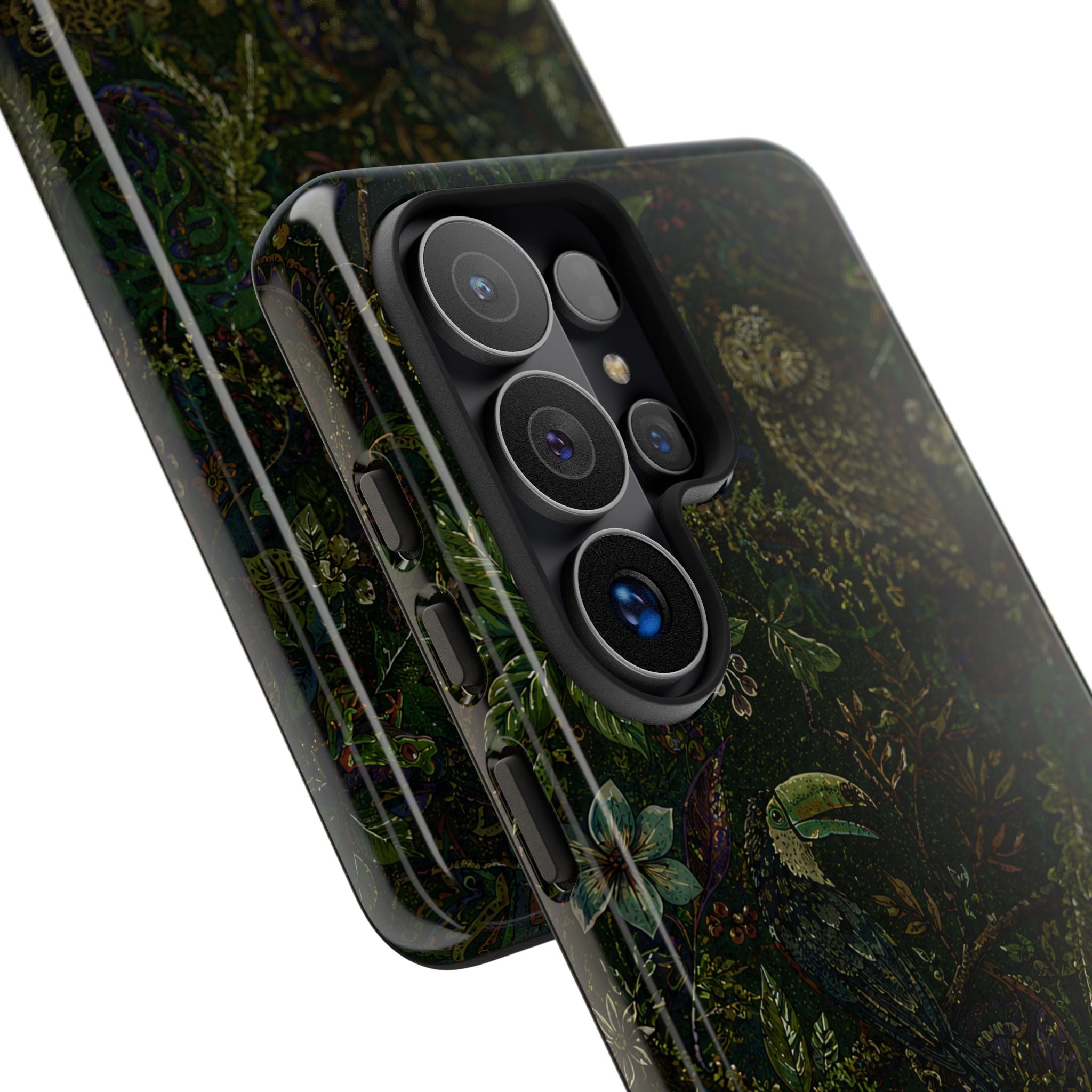 Dark Botanical Tough Samsung Galaxy Phone Case | Moody Forest Owl Cover