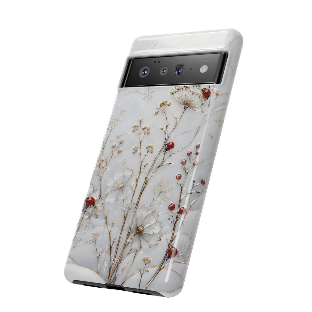 Ladybug Floral Google Pixel Phone Case | White Flower iPhone Case