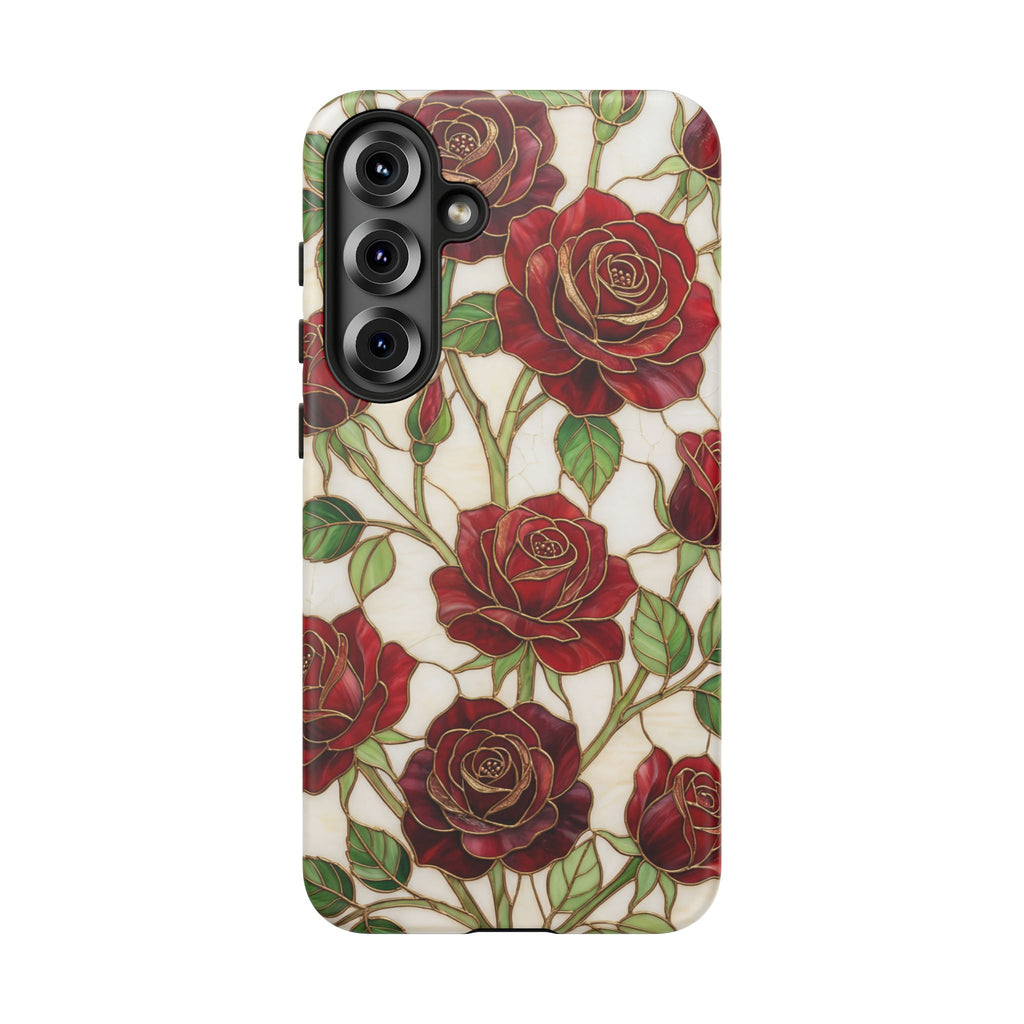 Custodia resistente per Samsung Galaxy con motivo floreale vintage a rosa rossa