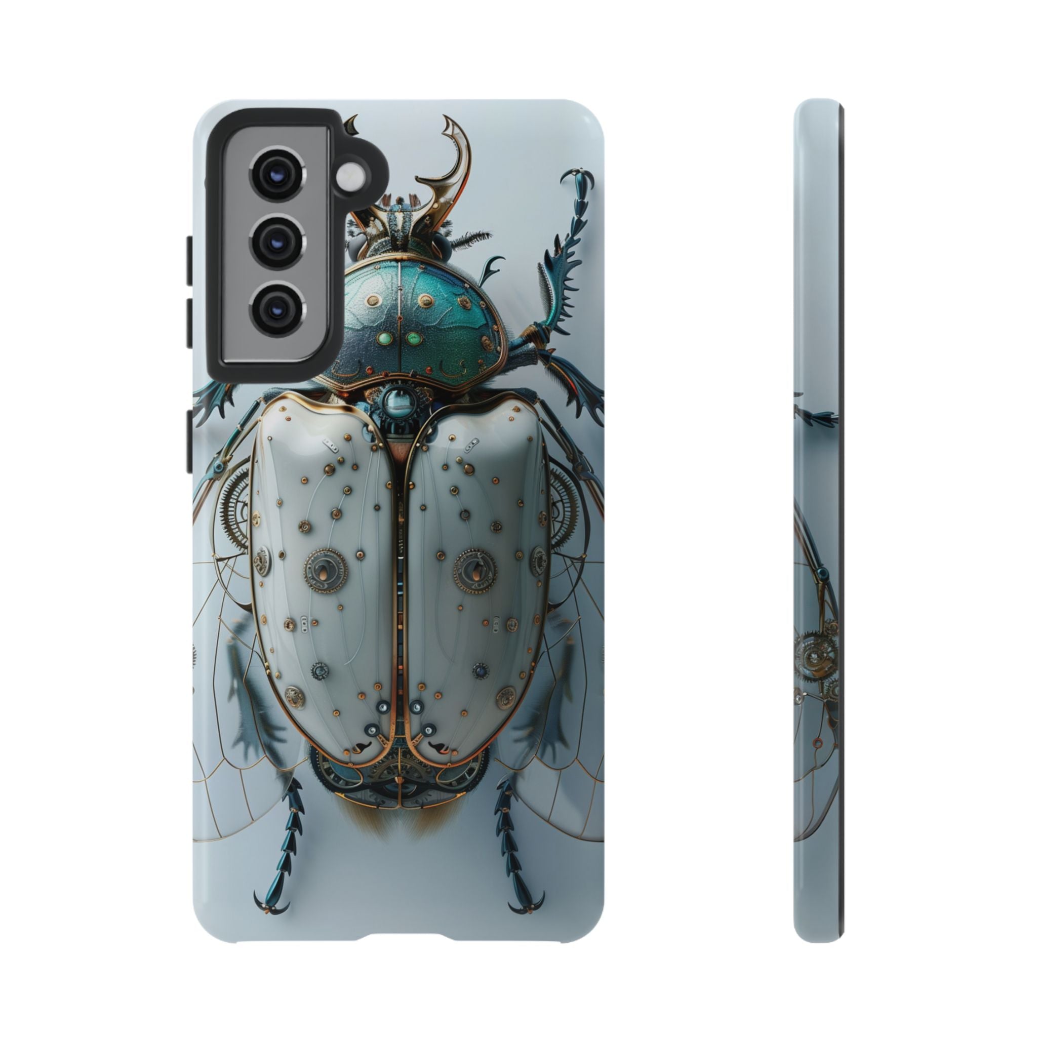 Steampunk White Beetle Protective Tough Samsung Galaxy Case