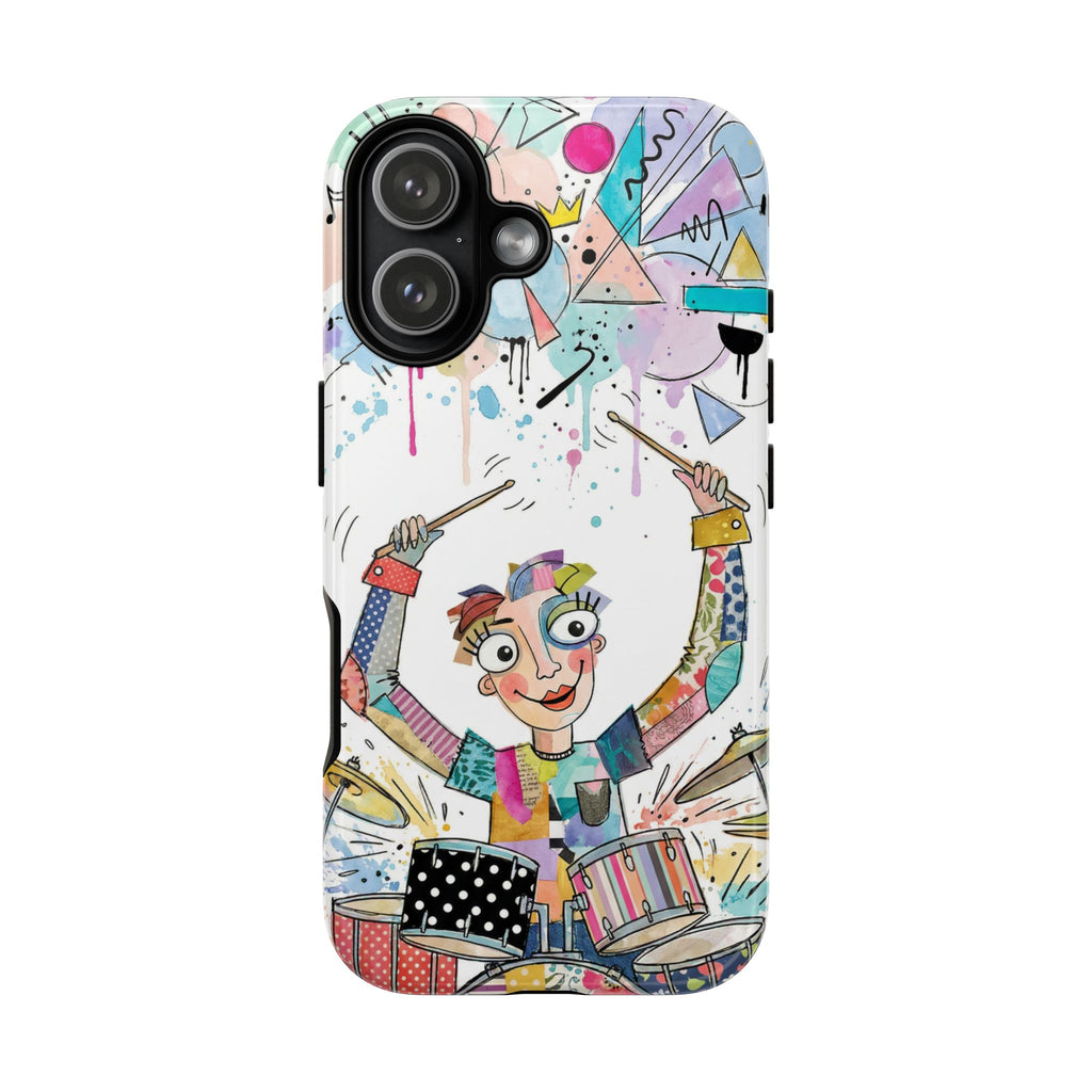 Drummer Boy iPhone Case | Colorful Cartoon Drum Kit Protective Cover