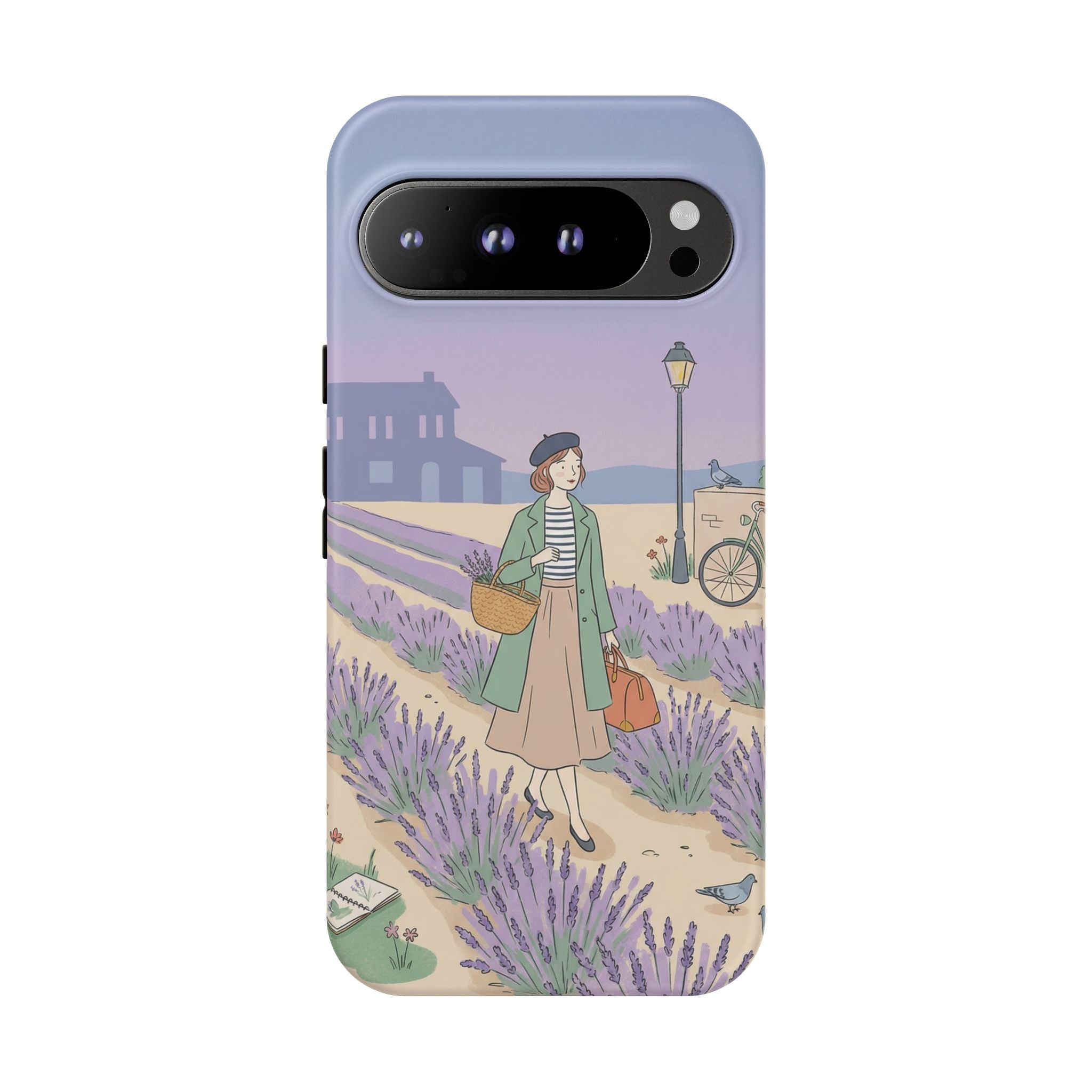 Lavender Field Google Pixel Phone Case | Vintage Travel Illustration Protective Case