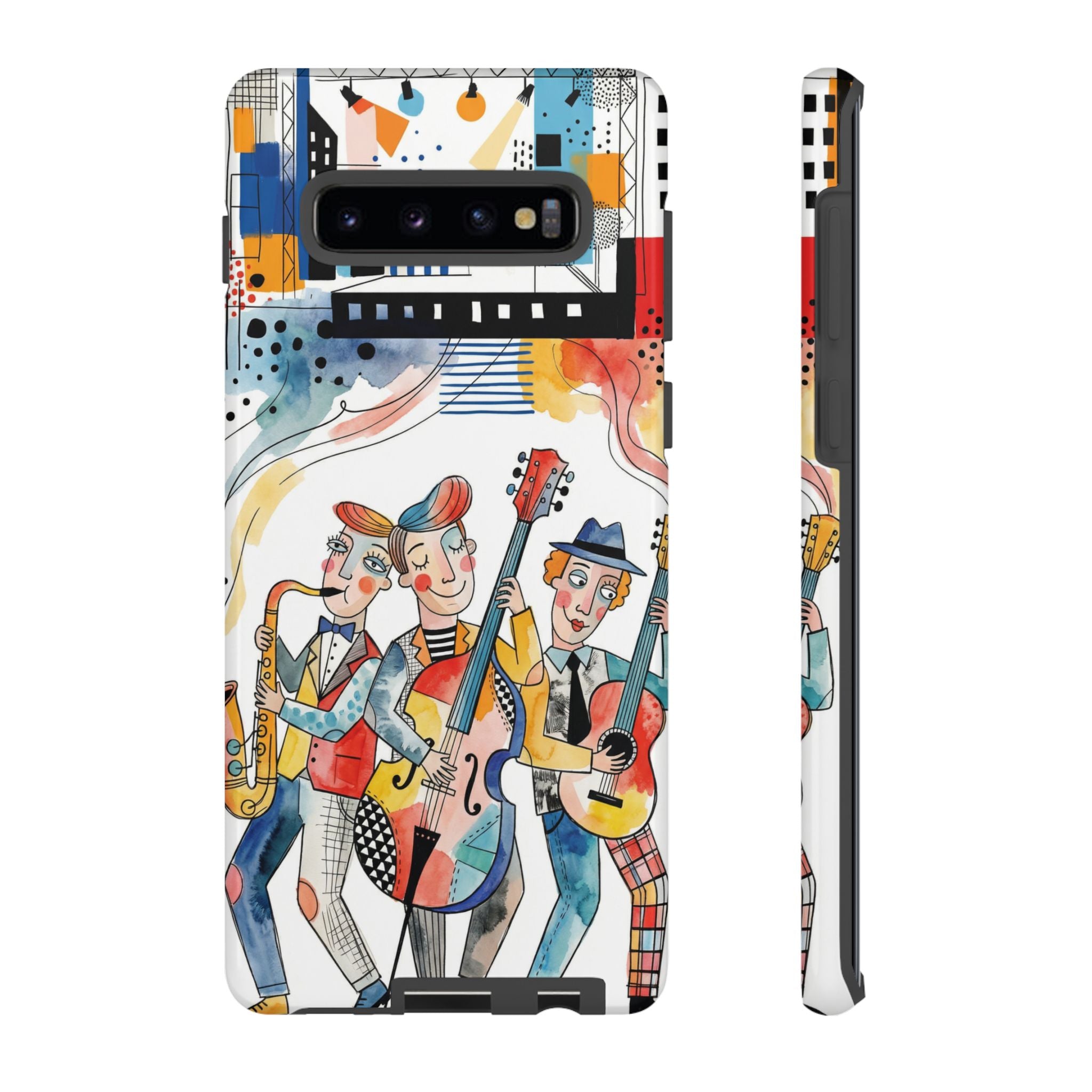 Musical Trio Illustrated Samsung Galaxy Phone Case | Colorful Jazz Band Art Phone Cover