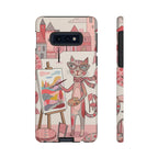 Artistic Cat Samsung Galaxy Phone Case | Painter Kitty Illustration Tough Case