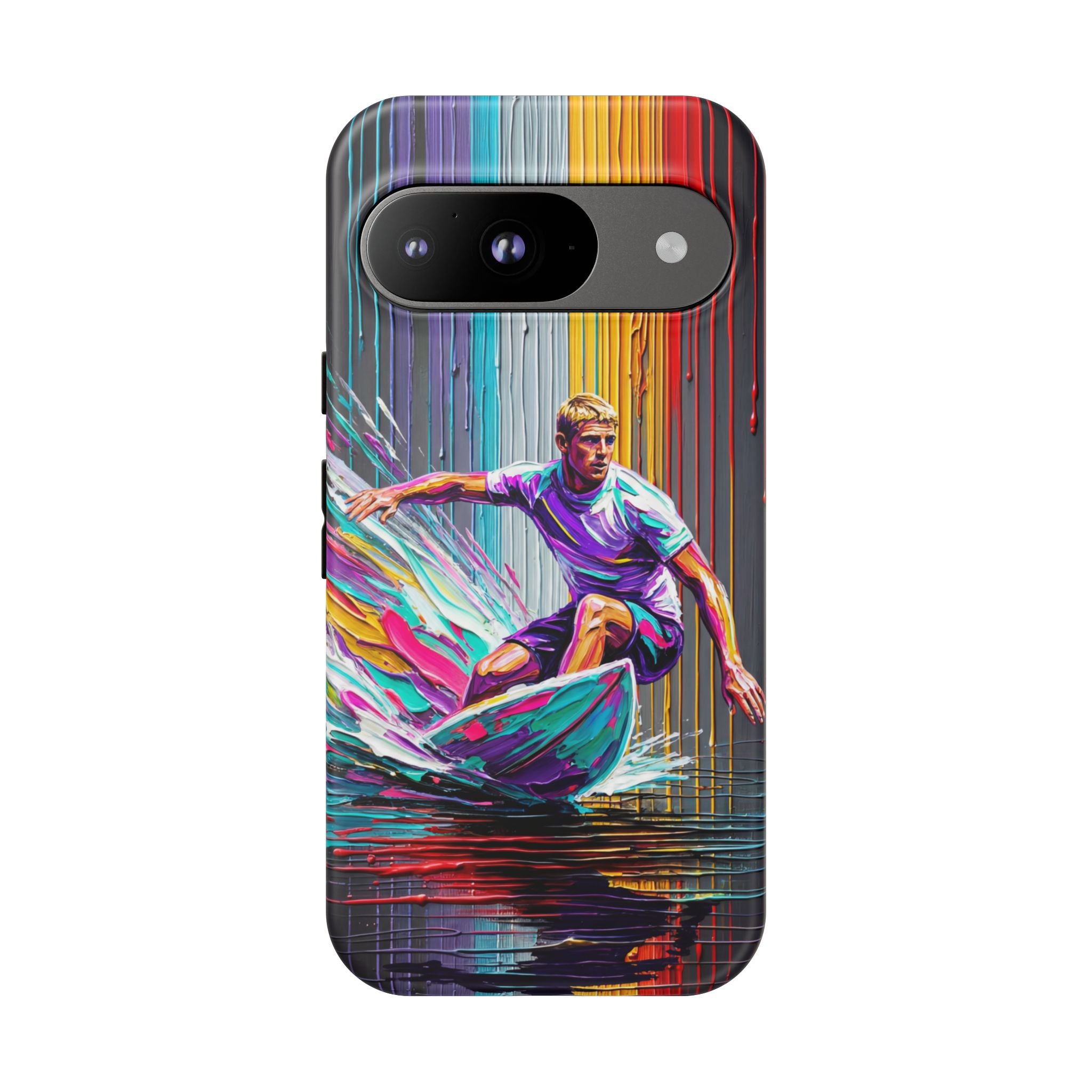 Surfing Art Google Pixel Phone Case | Colourful Wave Surfer Protective Cover
