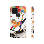 Custodia per telefono Google Pixel Cat Pilates | Gatto floreale arcobaleno sul Reformer