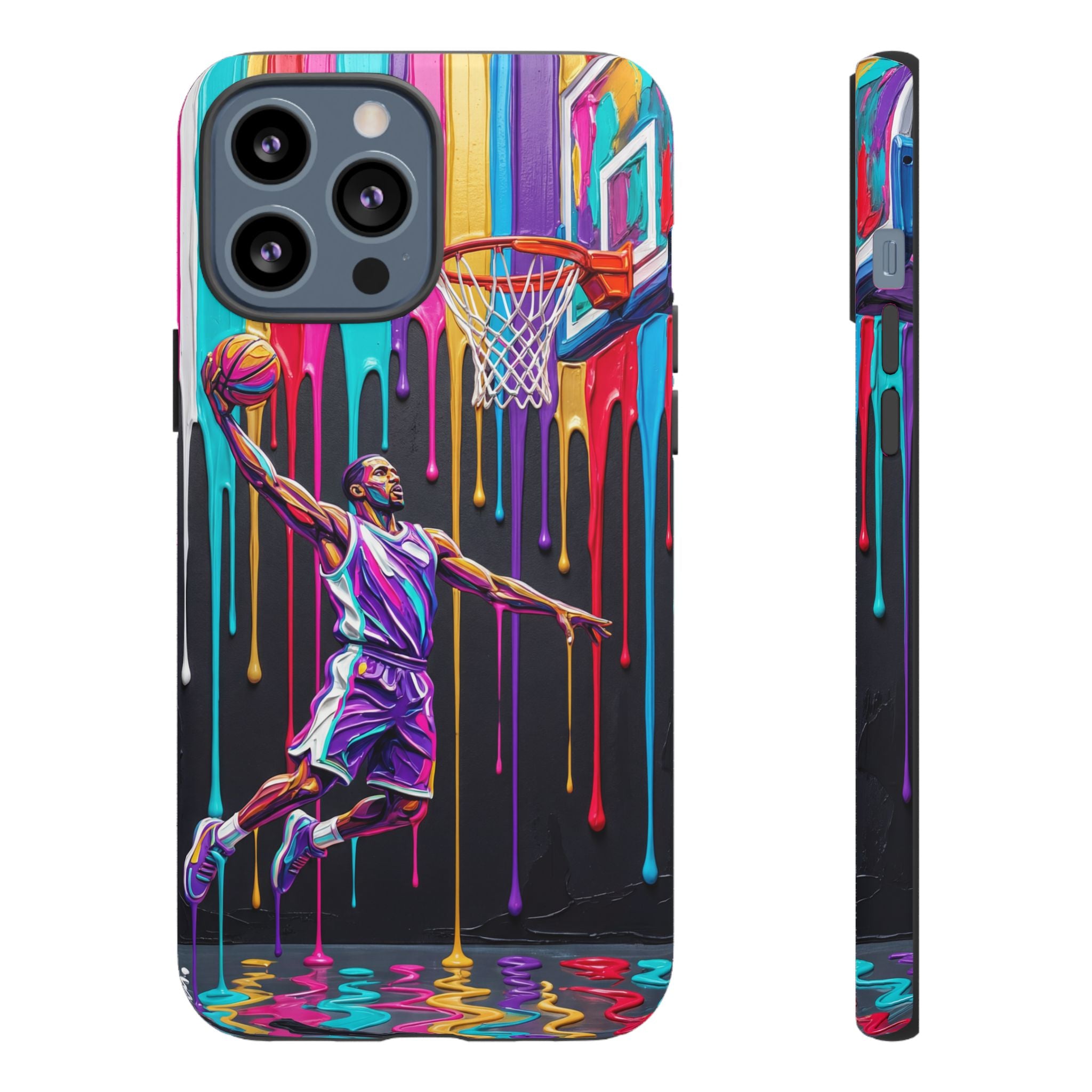 Color Splash Basketball iPhone Case | Vibrant Drip Dunk Design