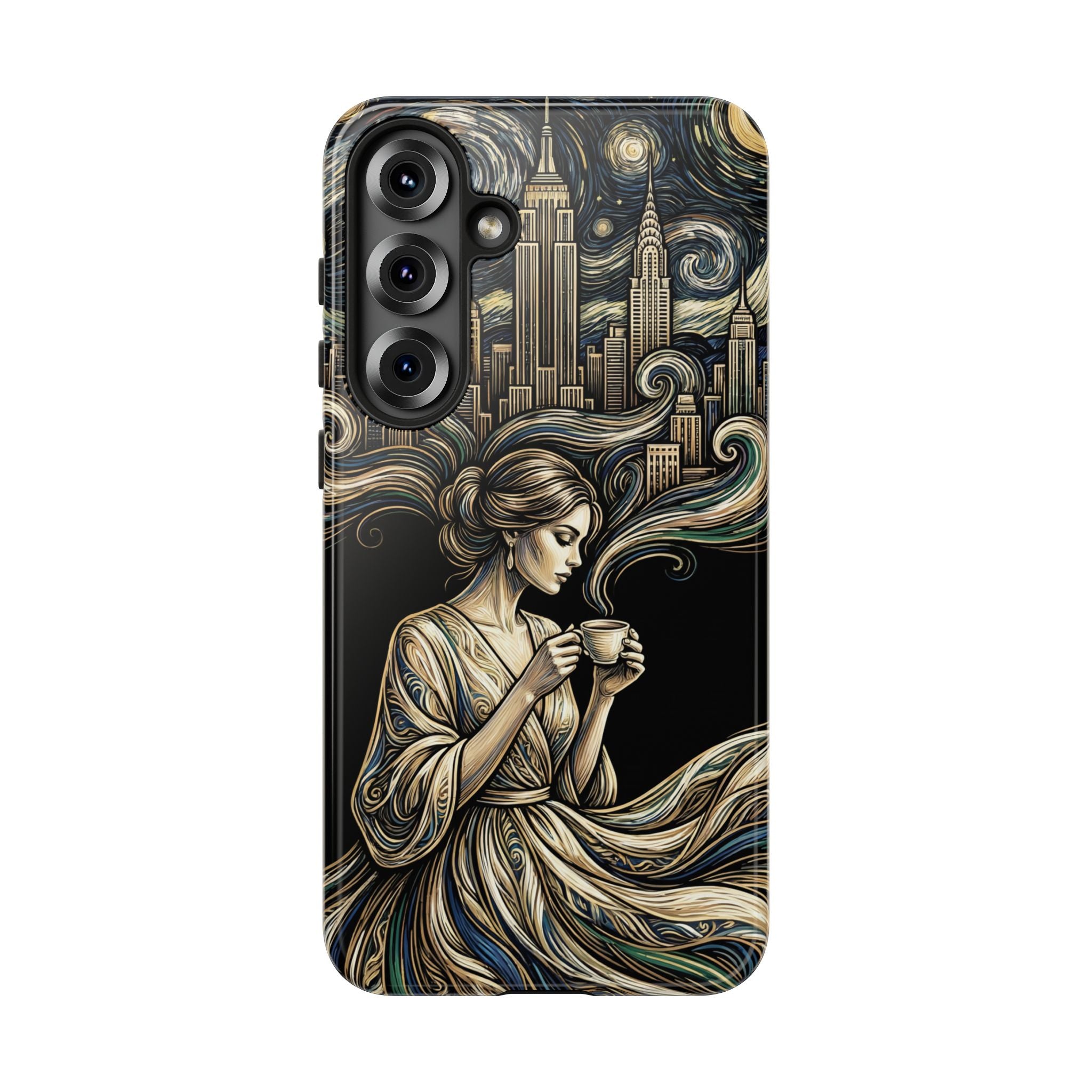 Vintage Cityscape Woman Tea Art Samsung Galaxy Phone Case