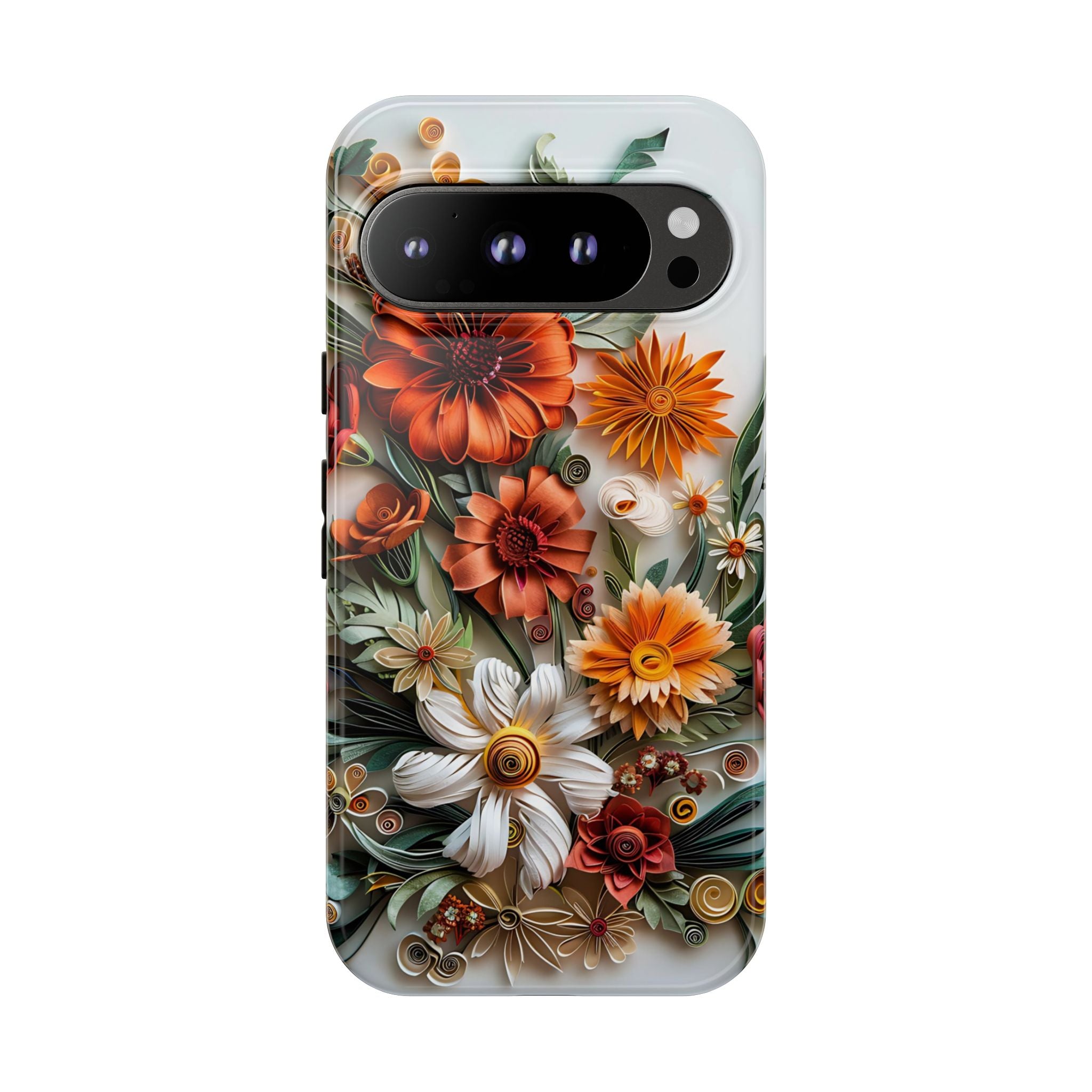 Floral Quilling Tough Google Pixel Case — Orange Daisy