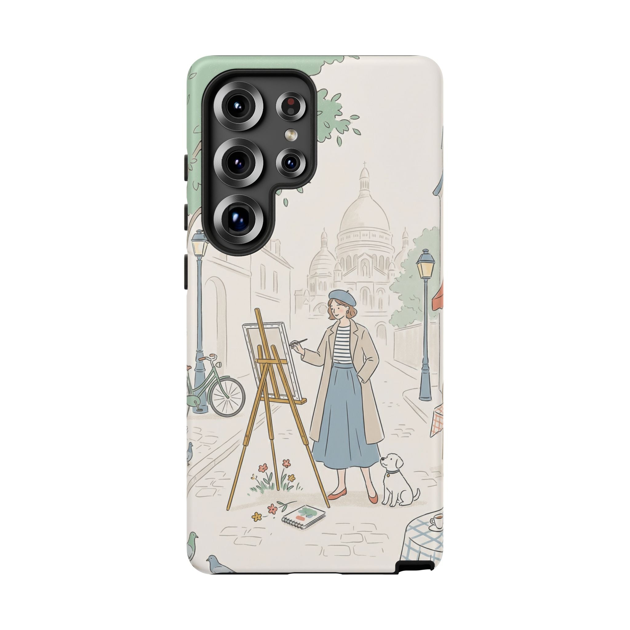 Artist in Paris Samsung Galaxy Phone Case | Vintage Painter Street Scene Protective Cover