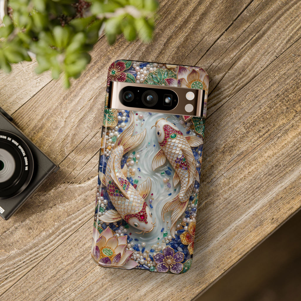 Koi Pond Tough Google Pixel Phone Case | Ornamental Lotus & Koi Fish Protective Cover
