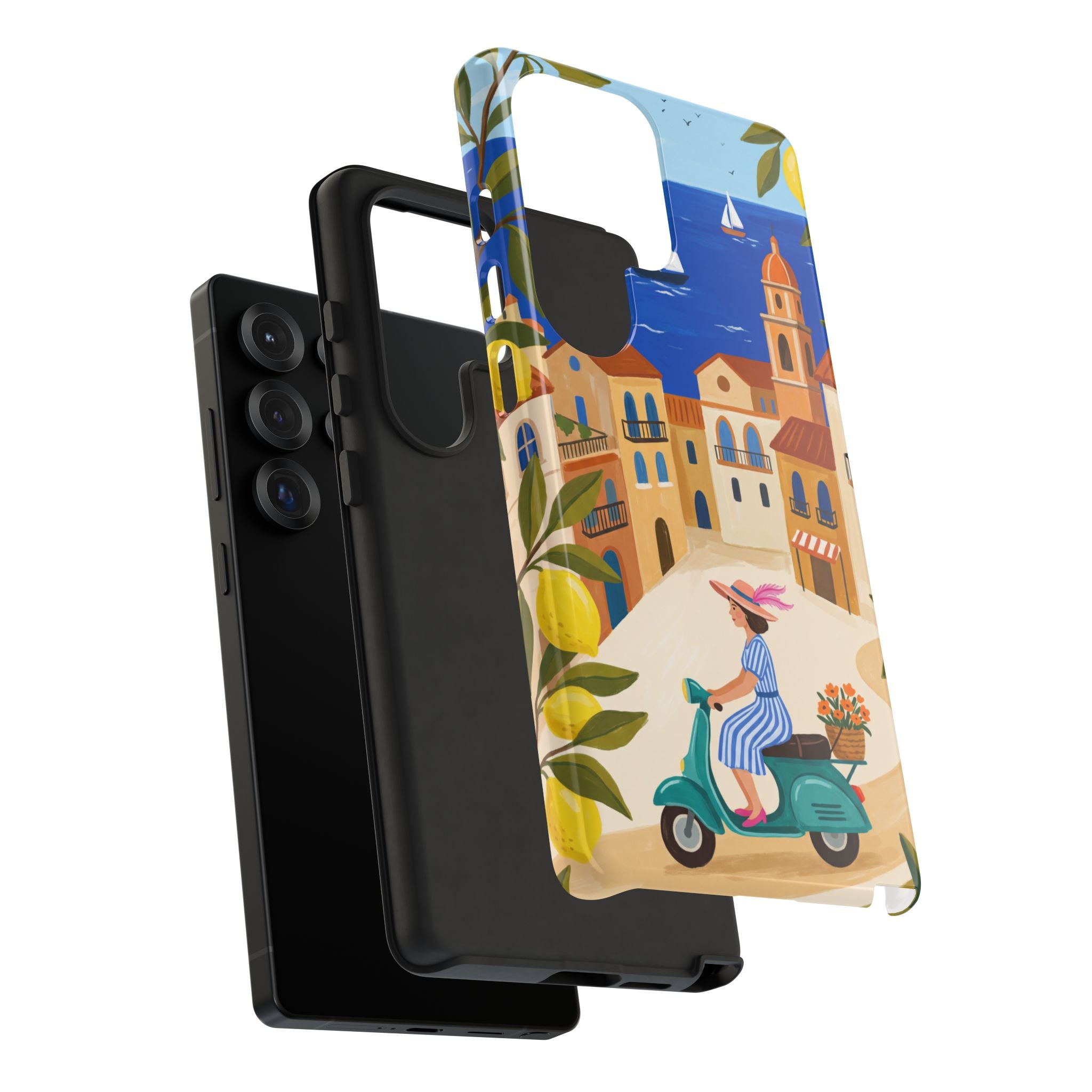 Mediterranean Scooter Samsung Galaxy Phone Case | Coastal Lemon Grove Design