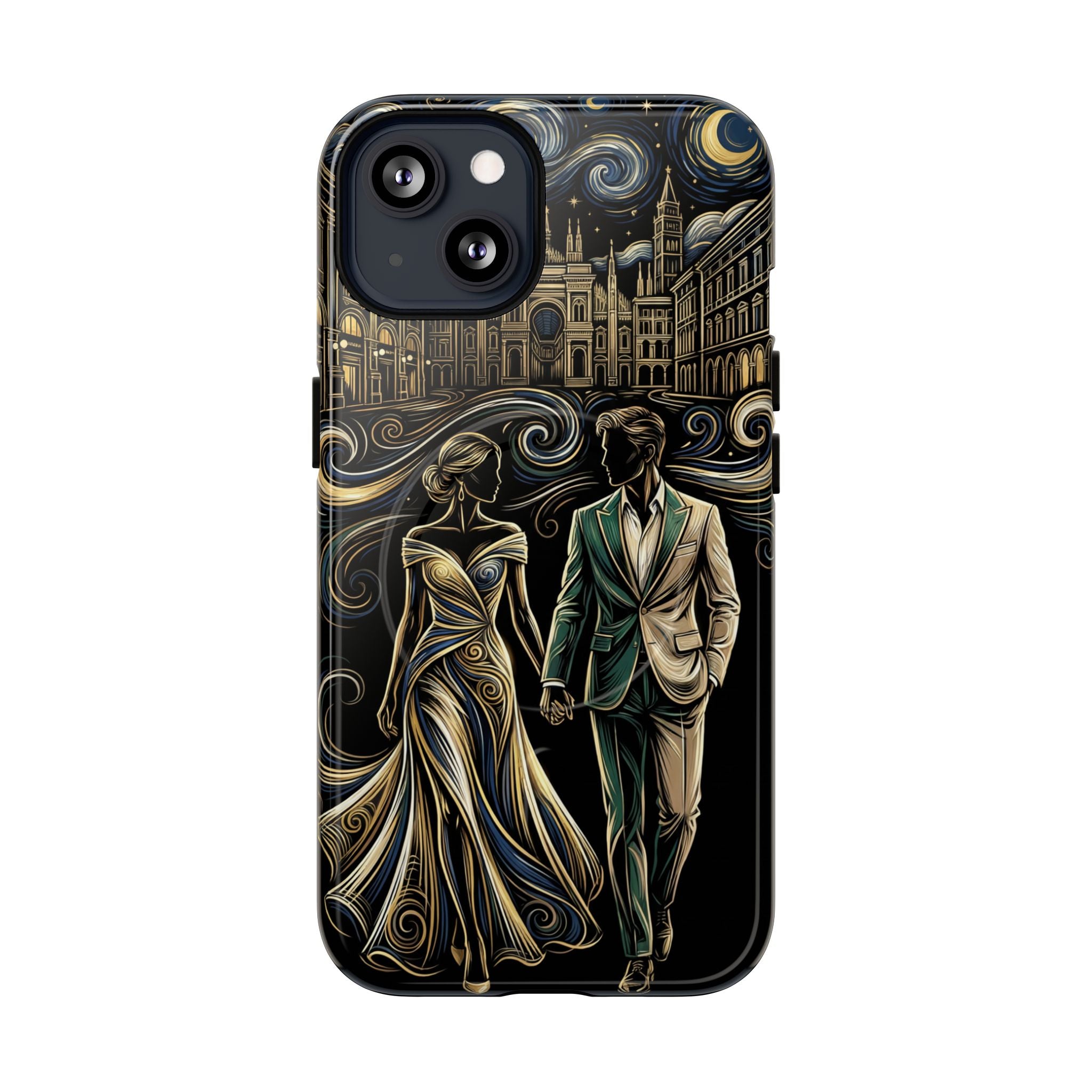 Romantic Night Walk MagSafe iPhone Case | Elegant Couple Art