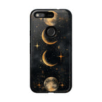 Celestial Moon Phases Tough Google Pixel Case | Gold Crescent & Full Moon Galaxy Design