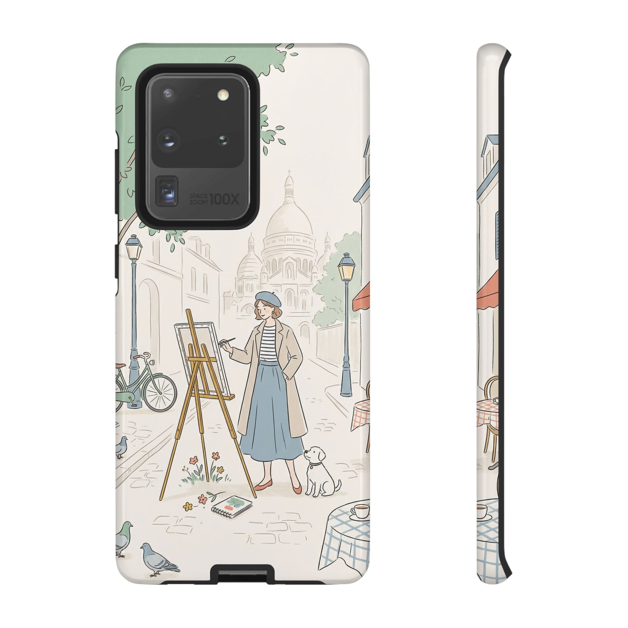 Artist in Paris Samsung Galaxy Phone Case | Vintage Painter Street Scene Protective Cover