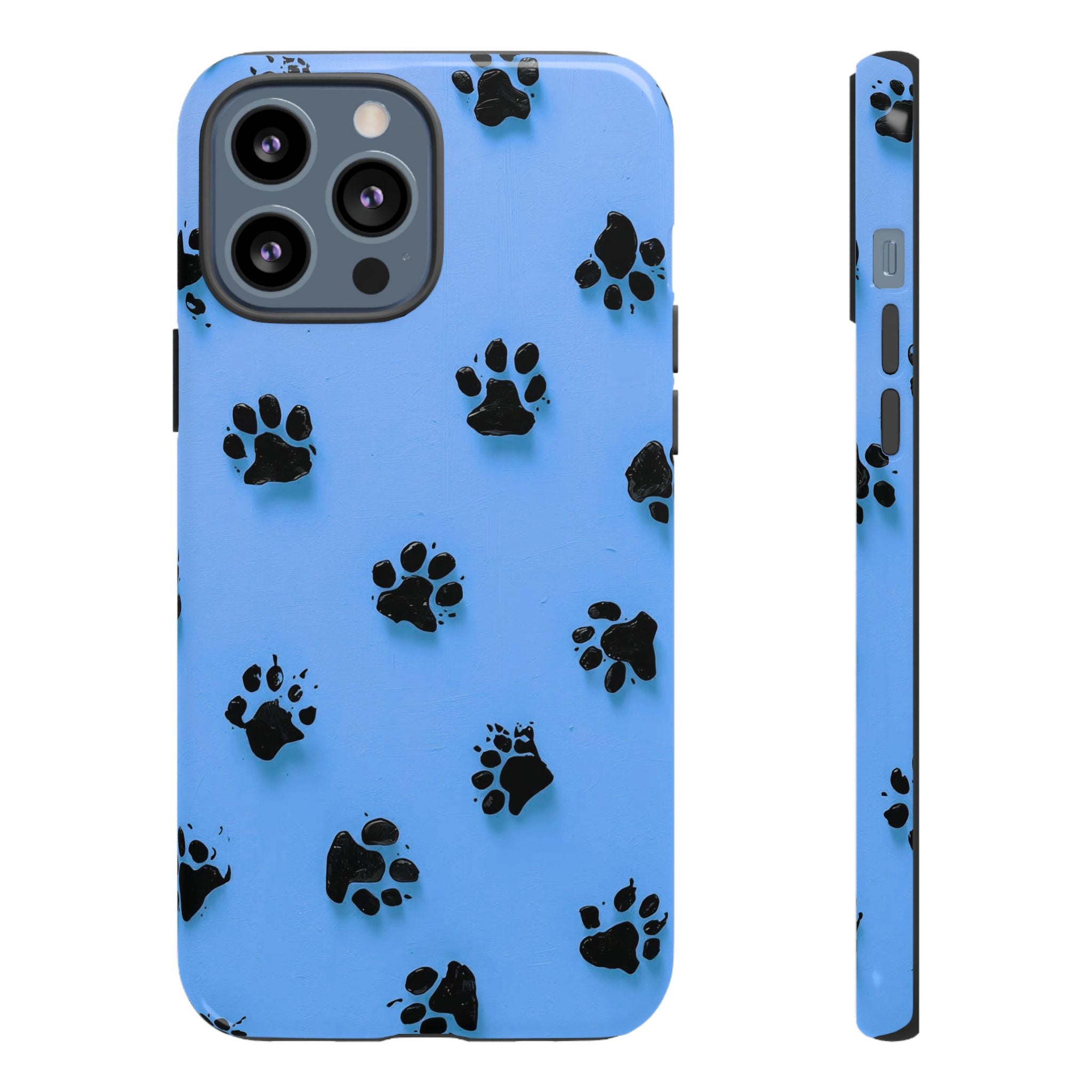 Blue Paw Print Tough iPhone Case — Protective Dog & Cat Lover Cover