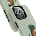 Funny T Rex Tough iPhone Case | Sage Green Inner Peace Dinosaur Cover