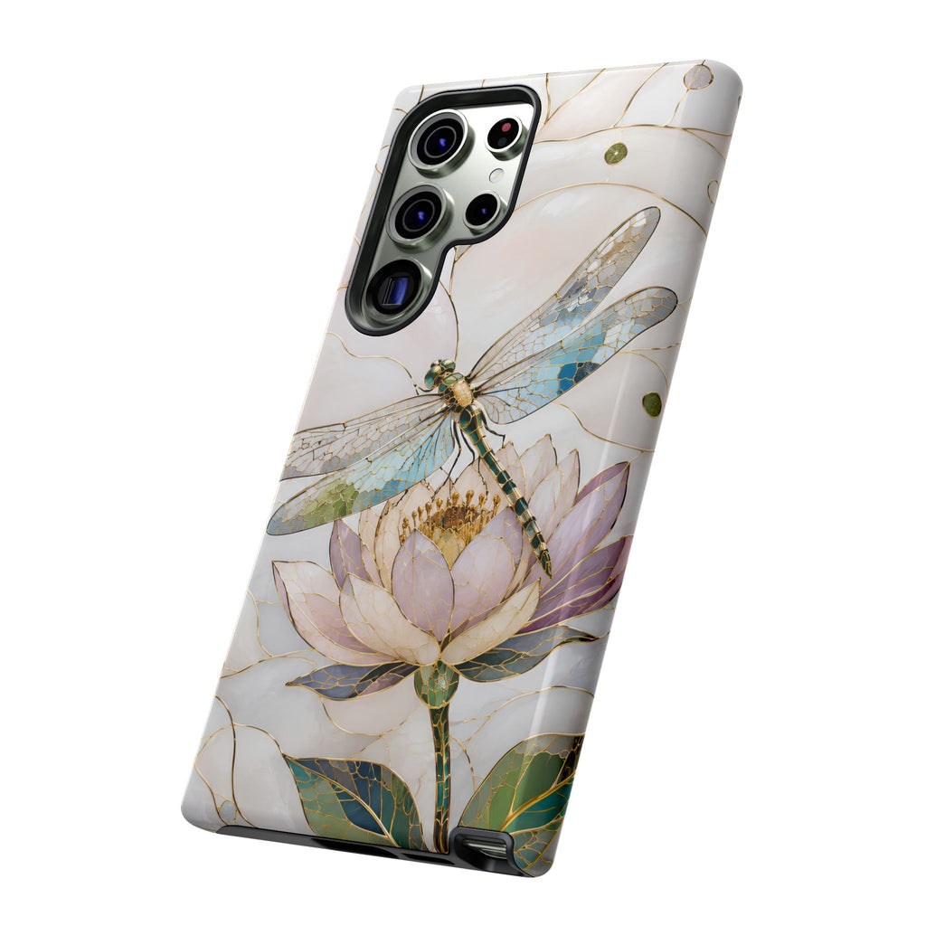 Dragonfly Lotus Samsung Galaxy Phone Case | Stained Glass Floral Phone Case